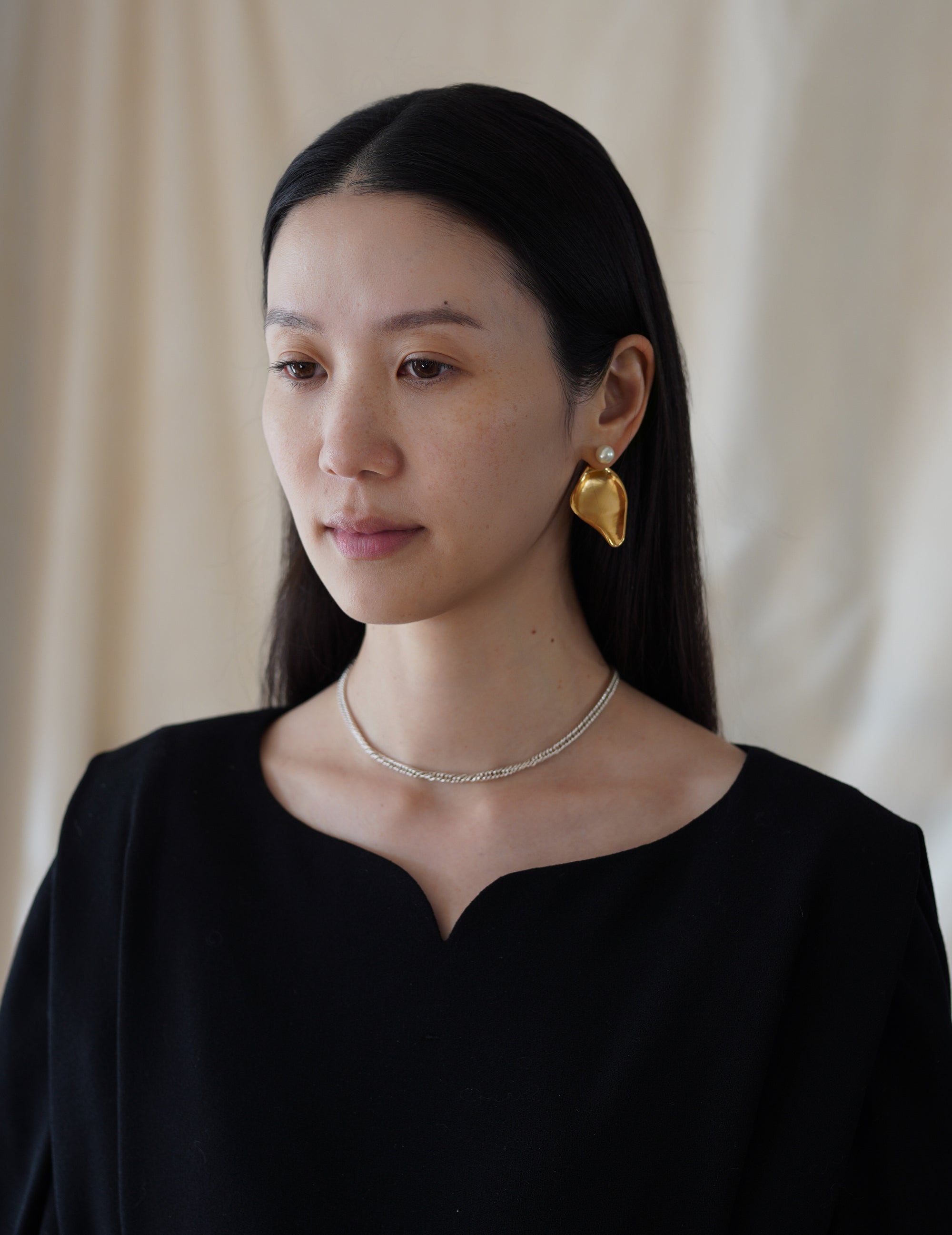 Organic Motif Brass Earrings · Gold