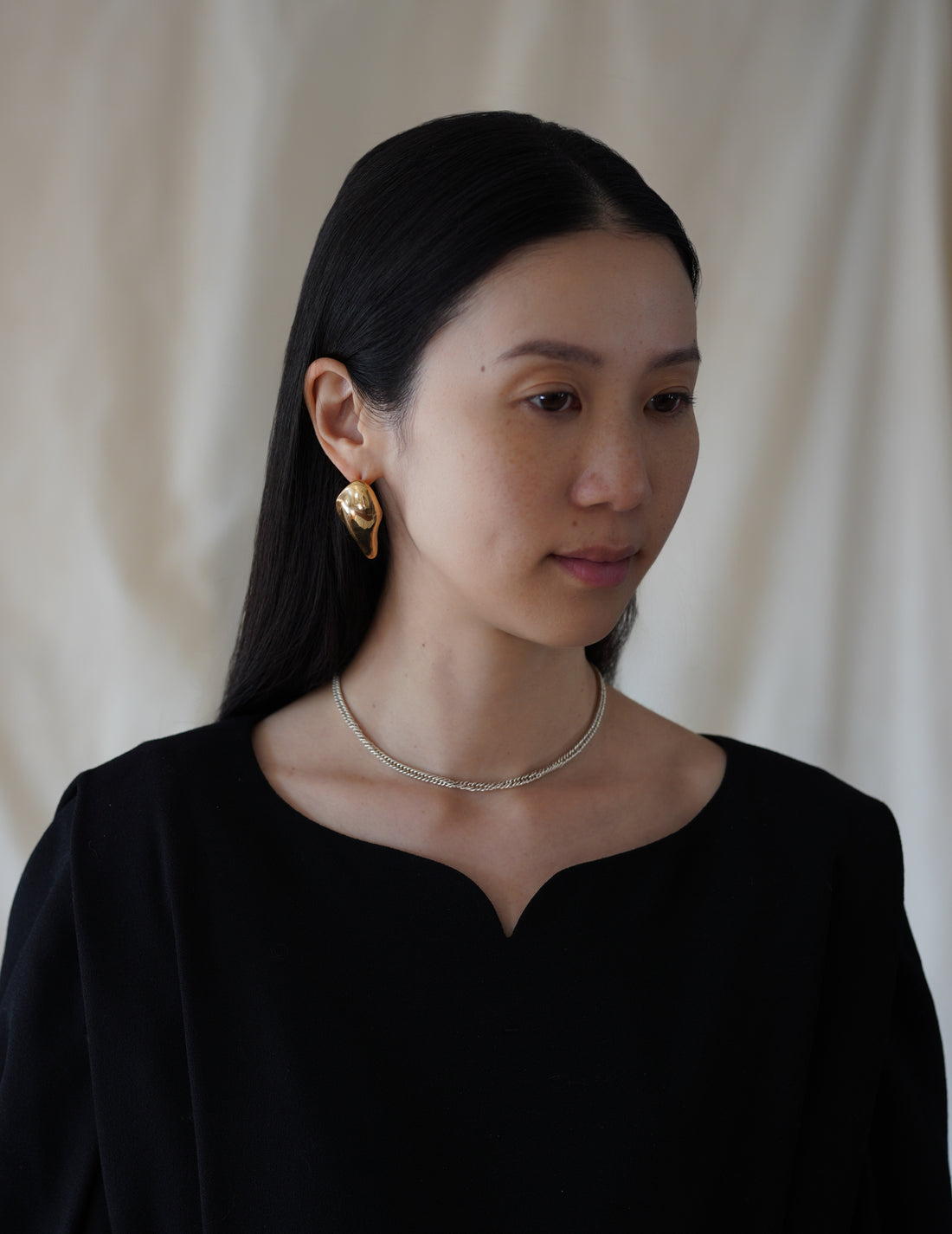 Organic Motif Brass Earrings · Gold