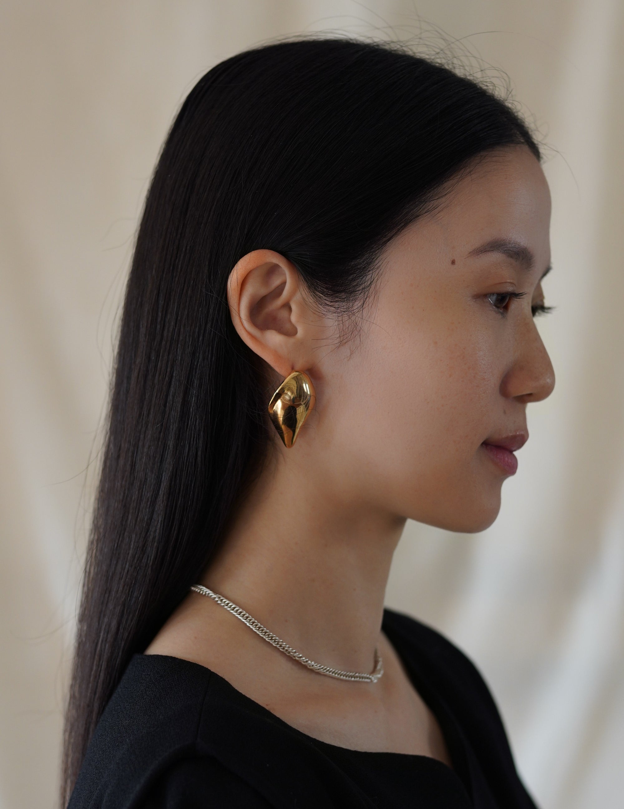 Organic Motif Brass Earrings · Gold