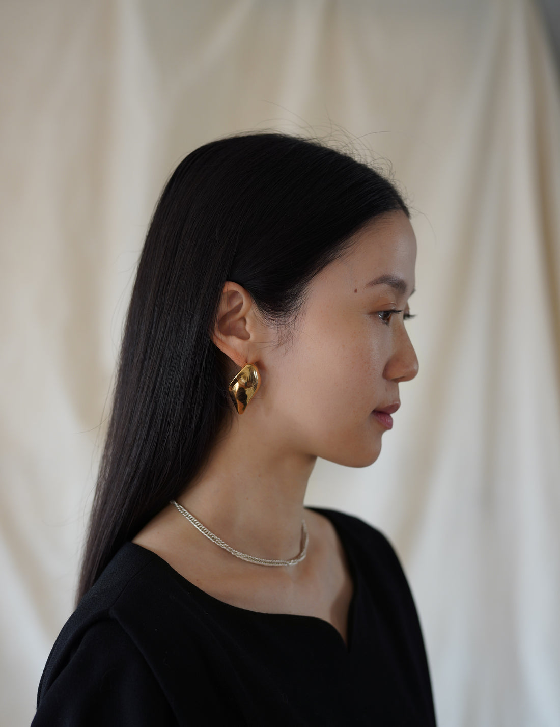 Organic Motif Brass Earrings · Gold