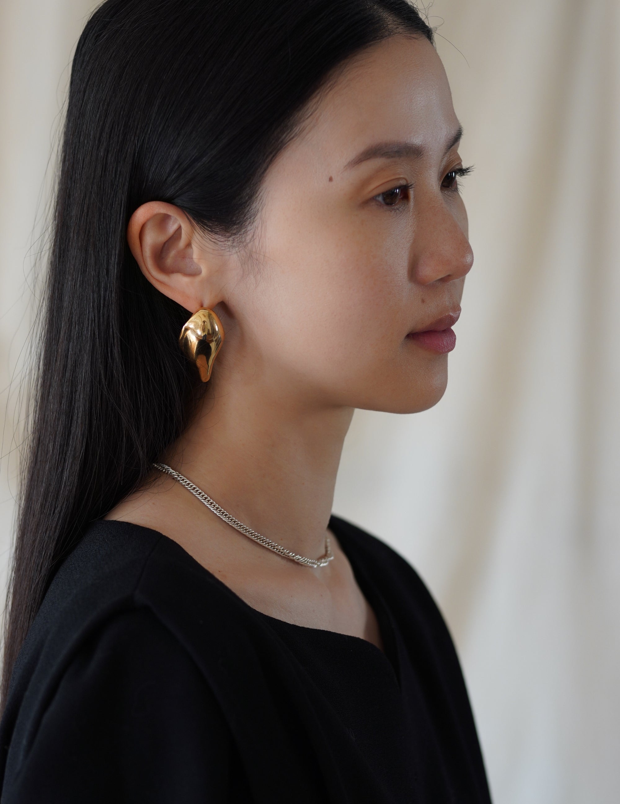 Organic Motif Brass Earrings · Gold