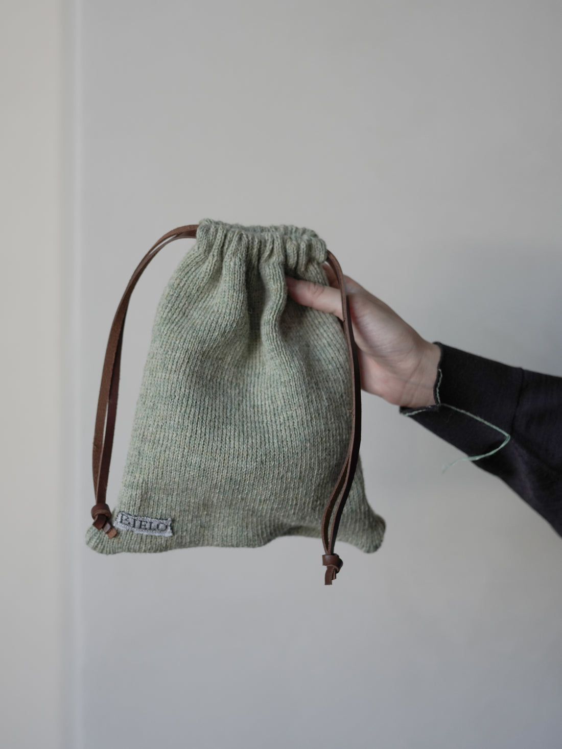 Leather-Knit Basket Bag・Light Green
