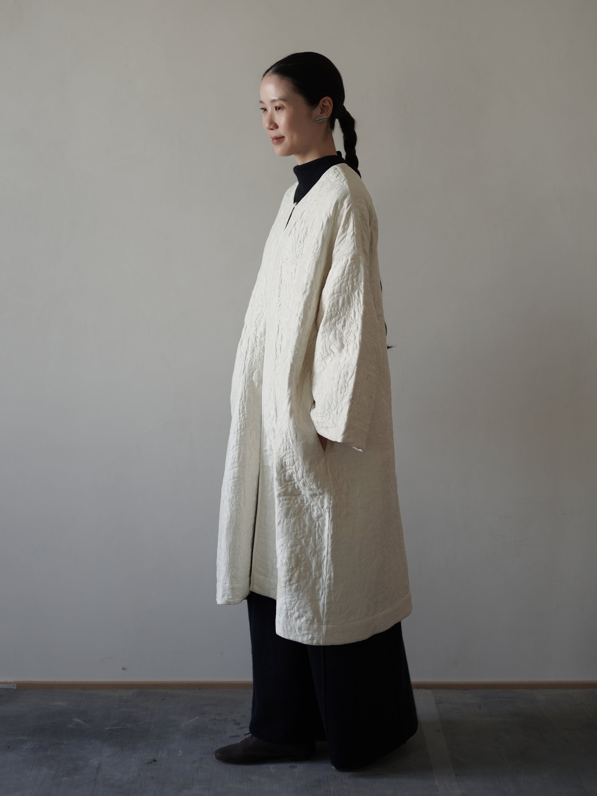 Perle Silk Coat・Ivory
