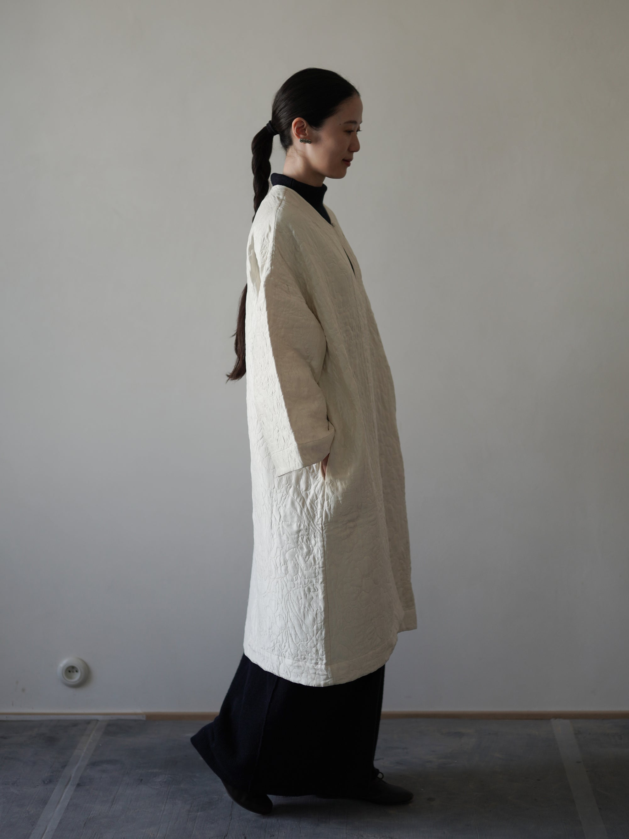 Perle Silk Coat・Ivory