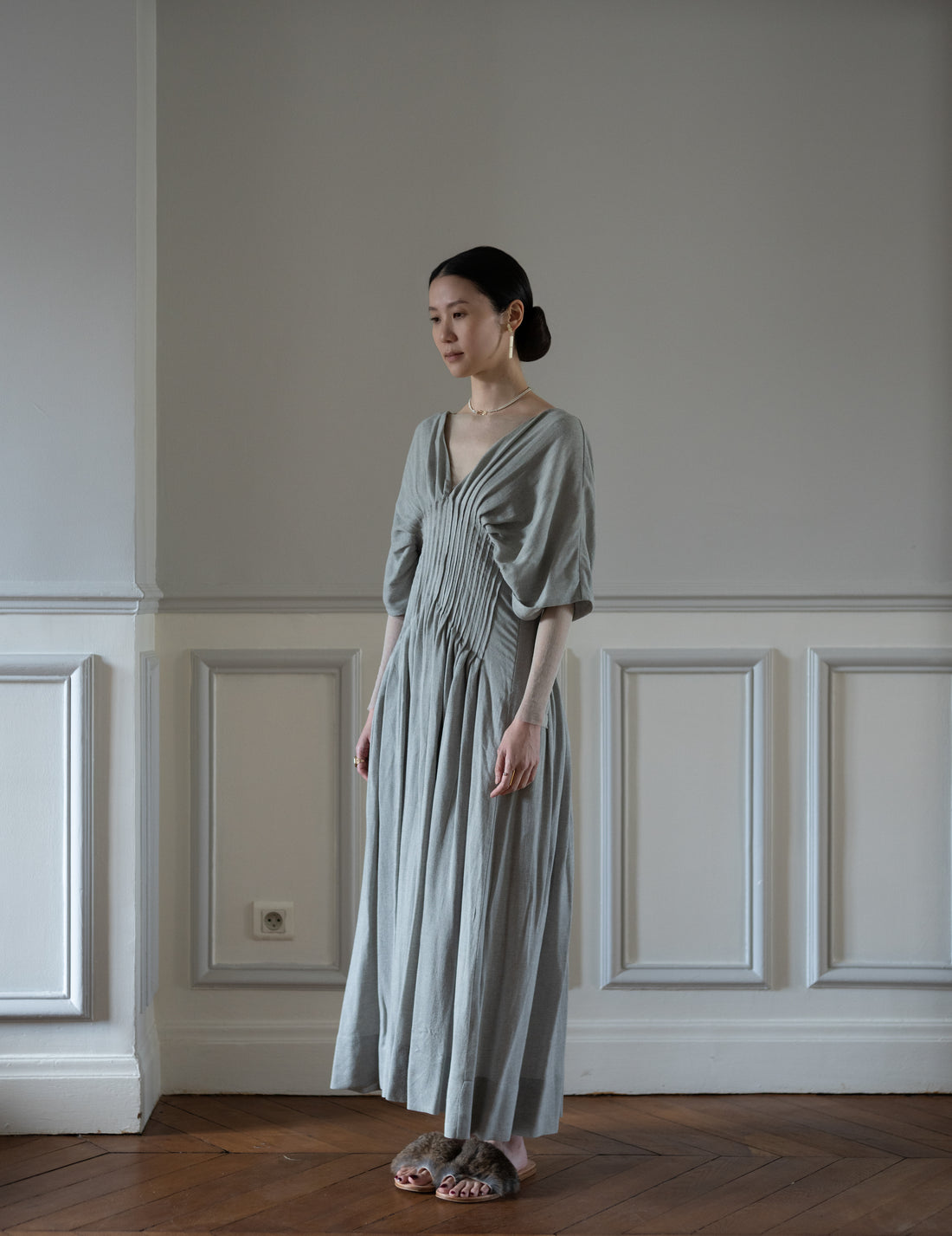 CORTANA | T De Tul Silk Tulle Top・Platine