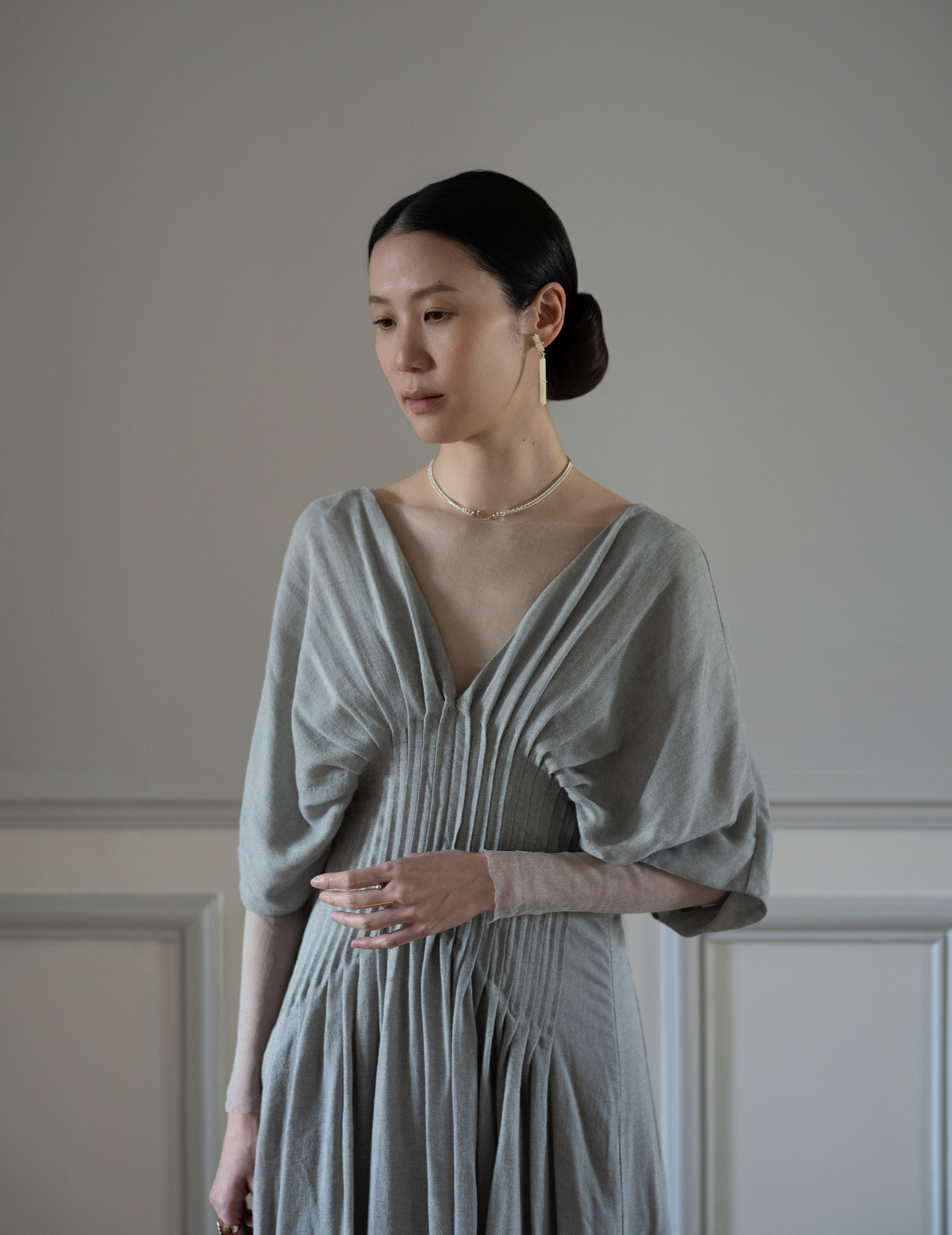 T De Tul Silk Tulle Top・Platine