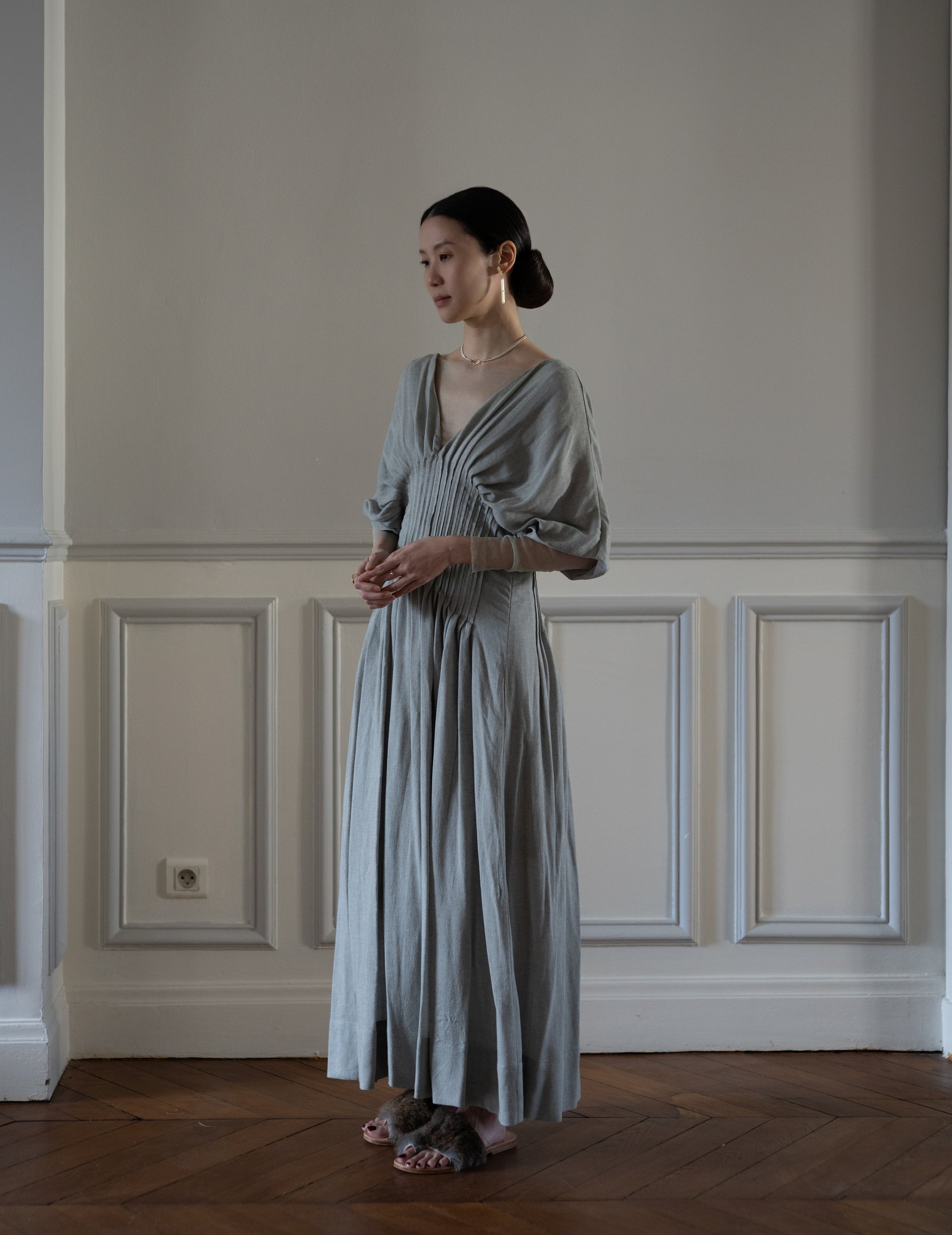 T De Tul Silk Tulle Top・Platine