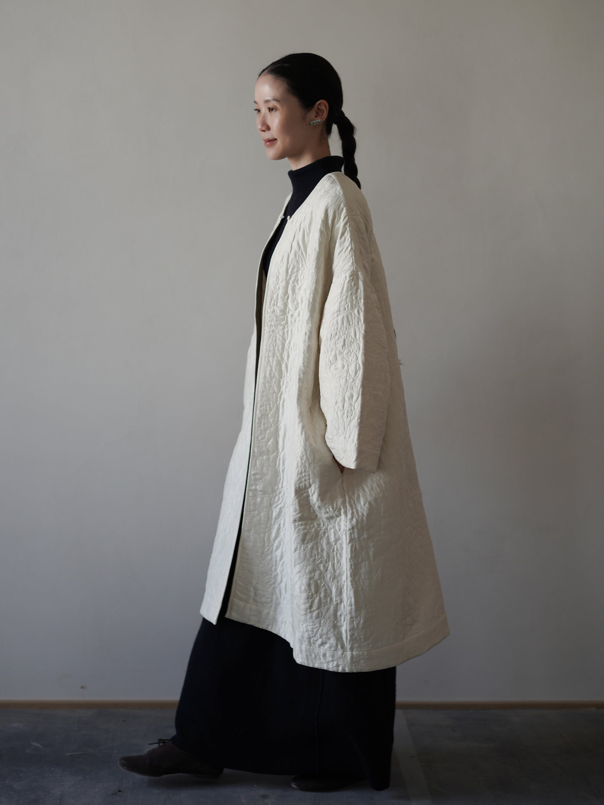 Perle Silk Coat・Ivory