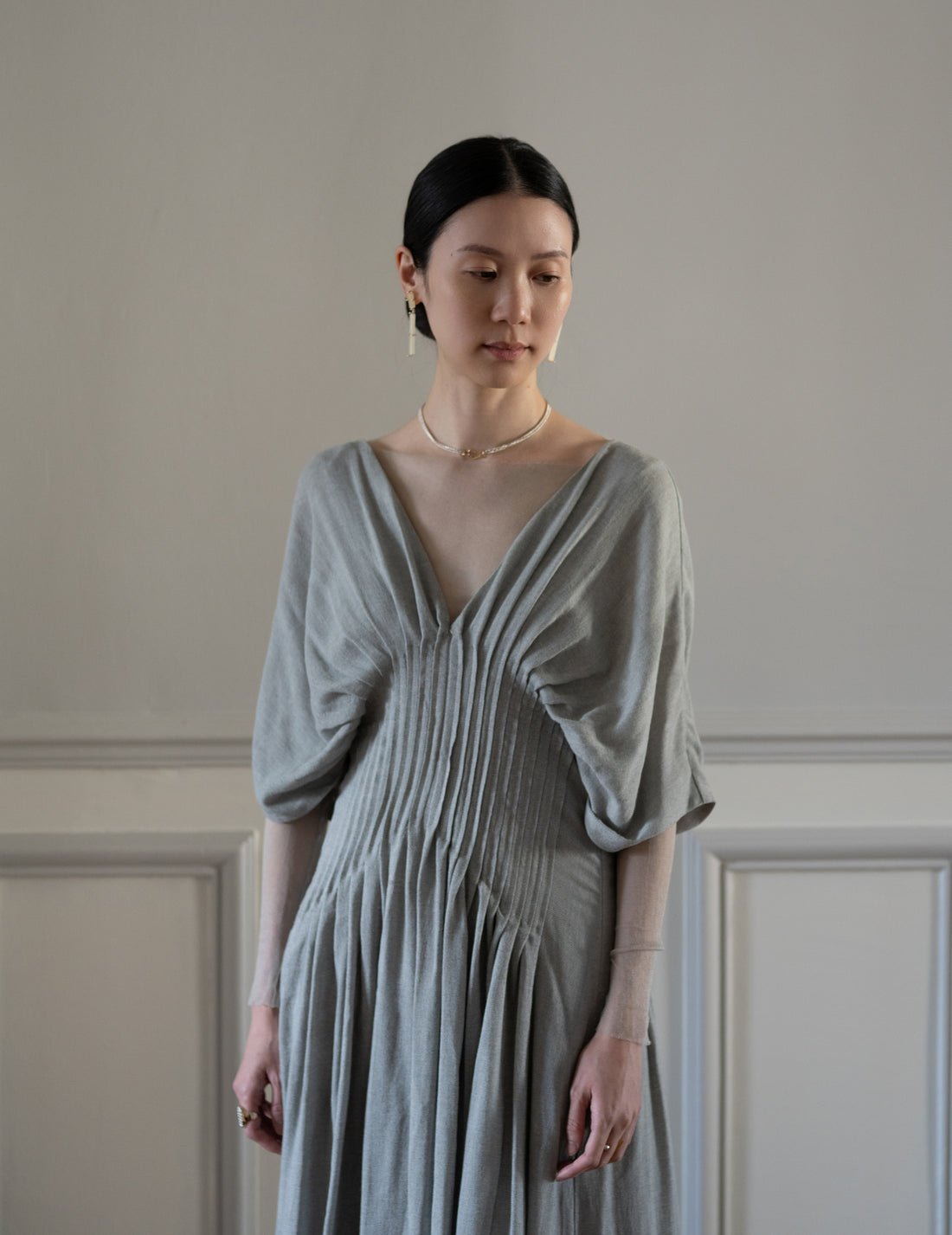 CORTANA | T De Tul Silk Tulle Top・Platine