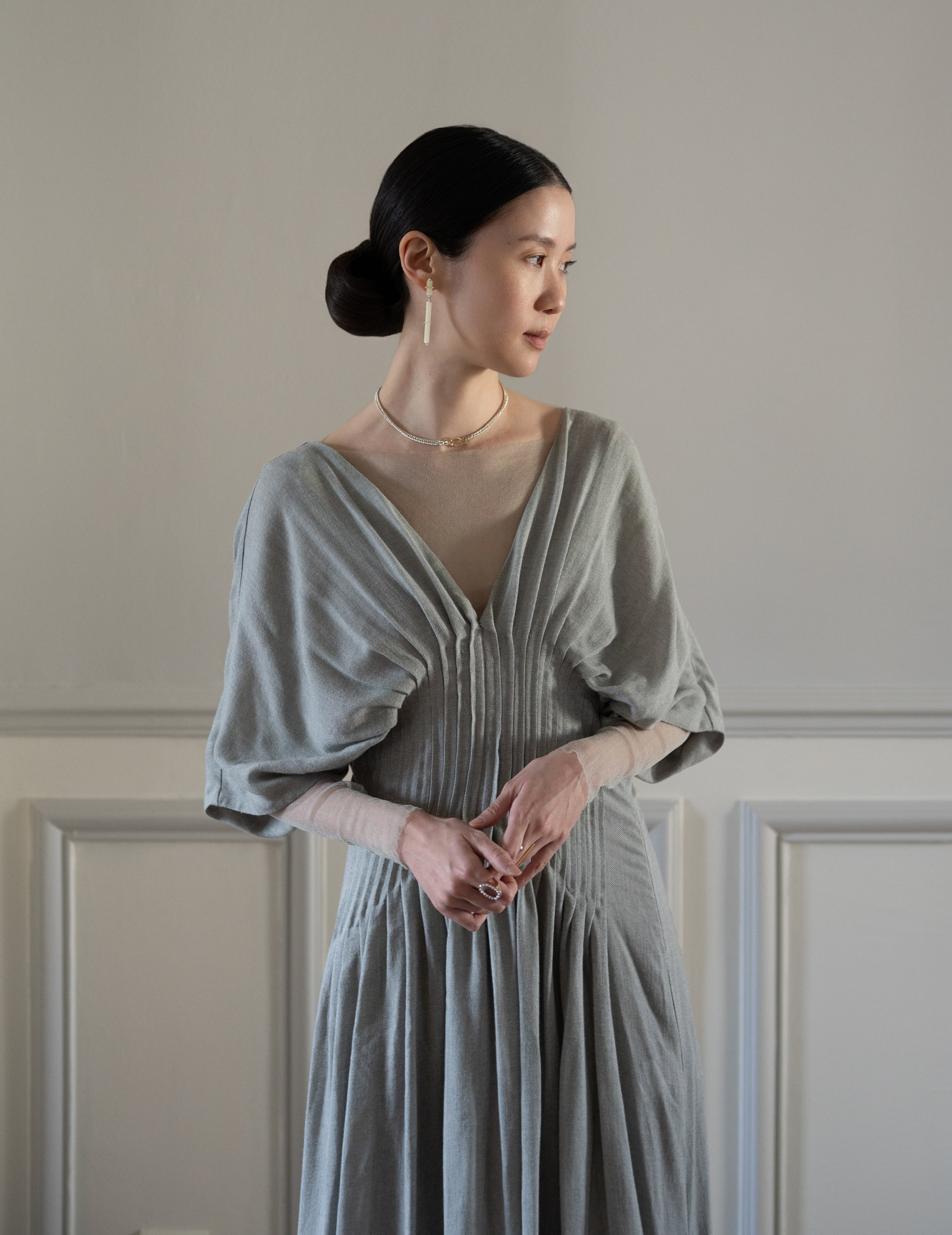 T De Tul Silk Tulle Top・Platine