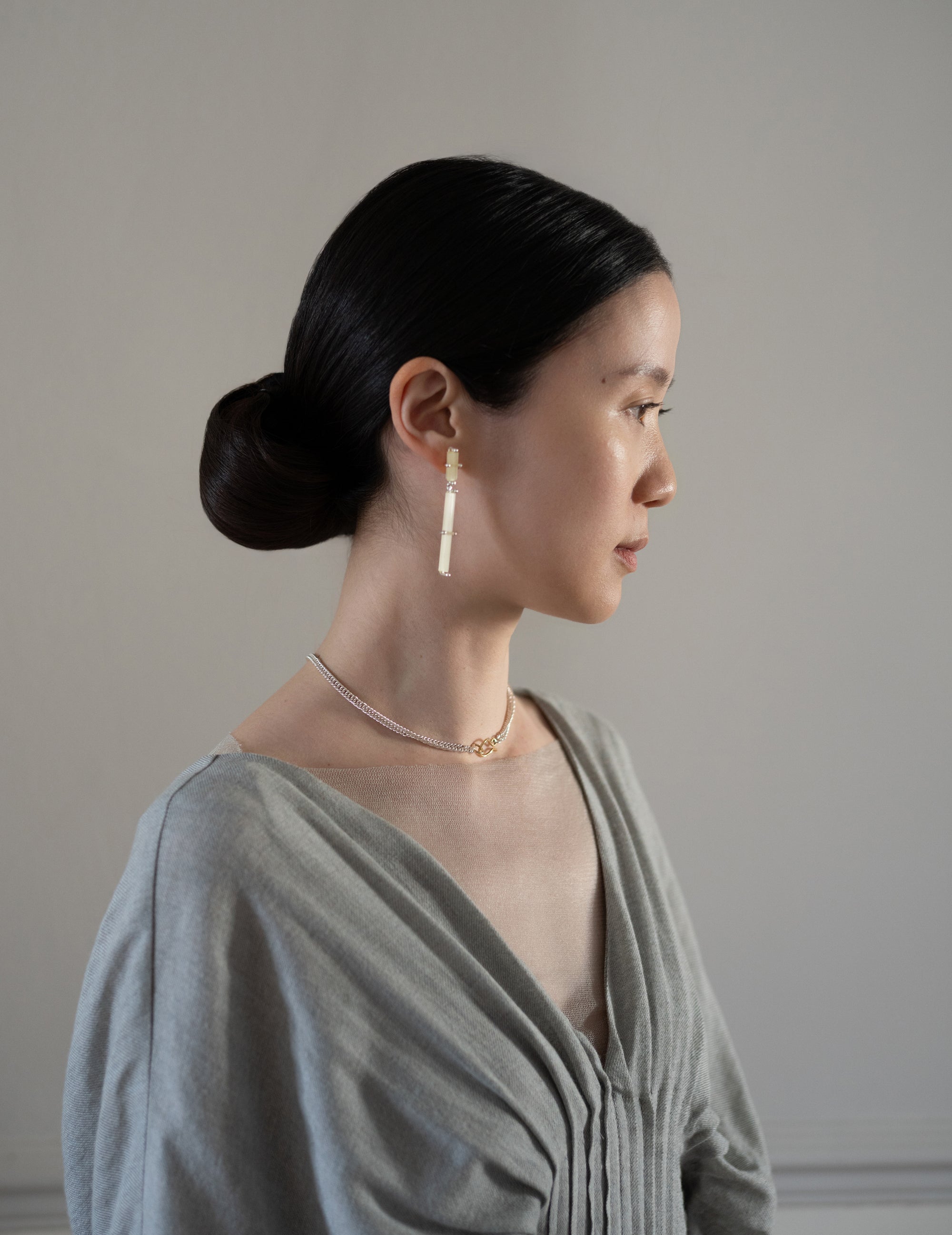 T De Tul Silk Tulle Top・Platine