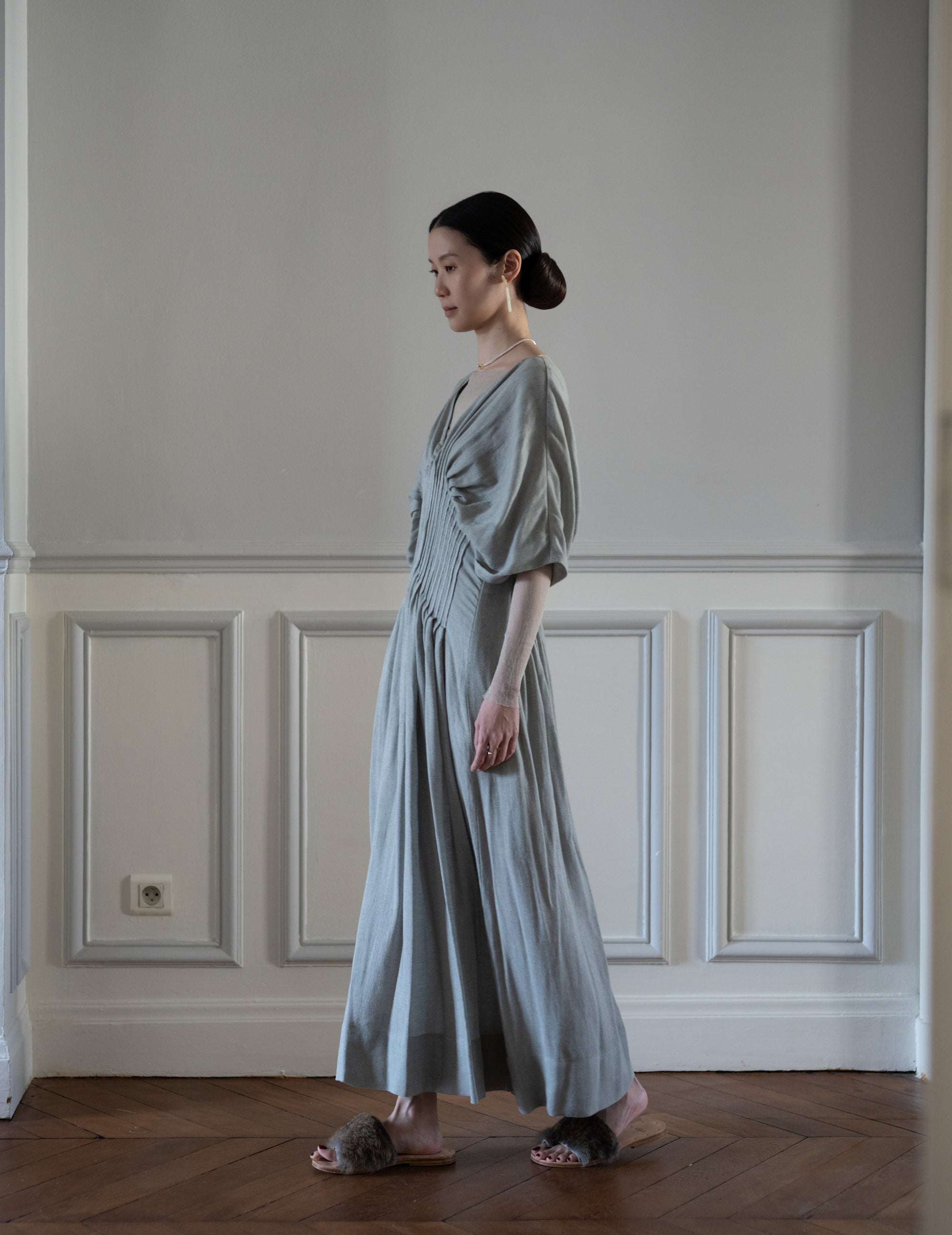 T De Tul Silk Tulle Top・Platine