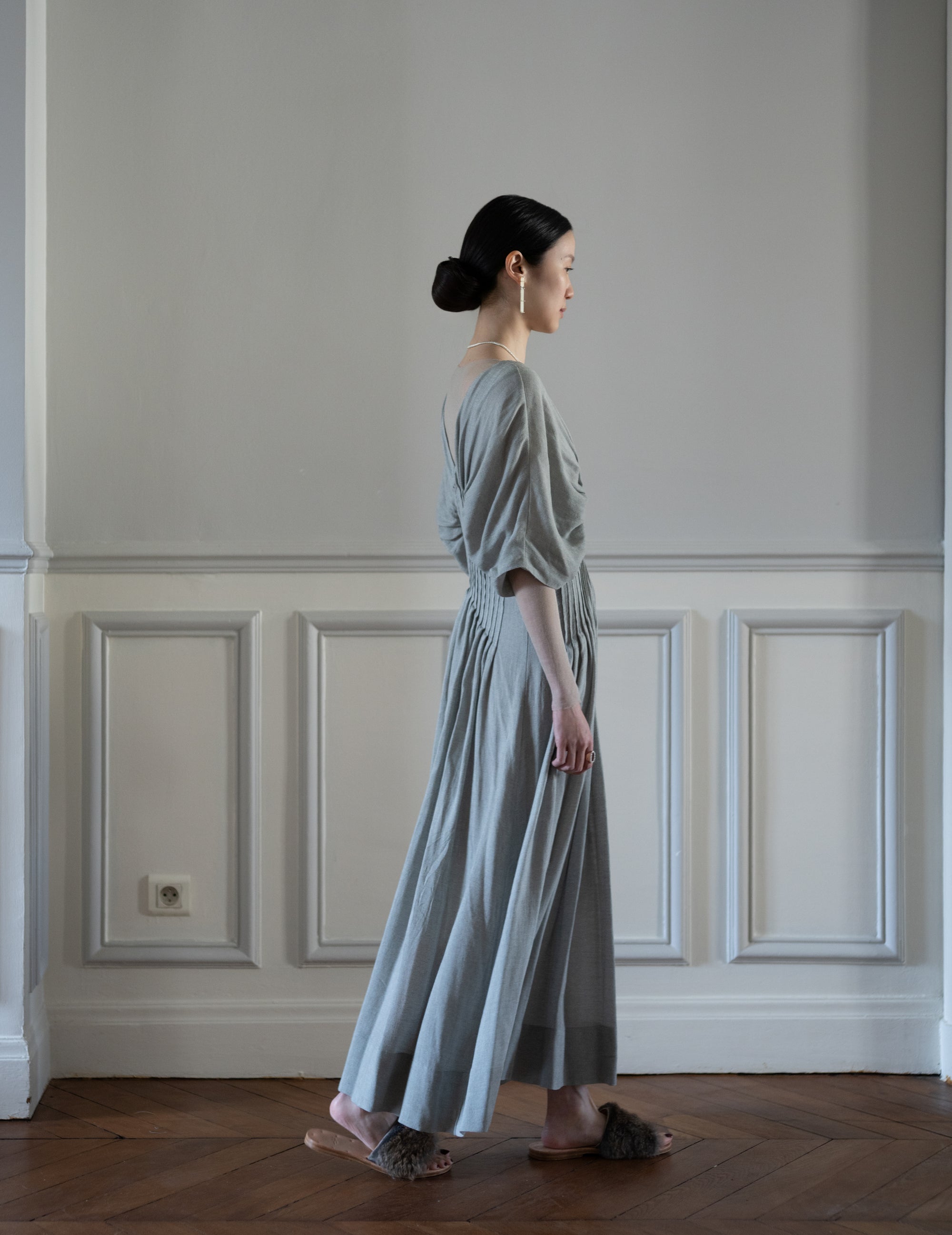 T De Tul Silk Tulle Top・Platine