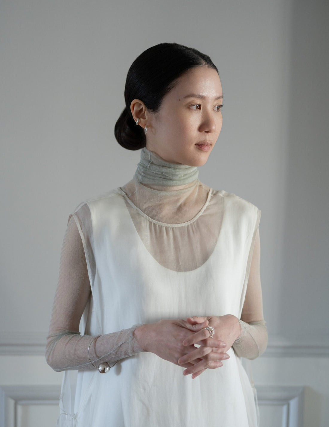 CORTANA | CISNE TULLE TOP - PLATINE - 36