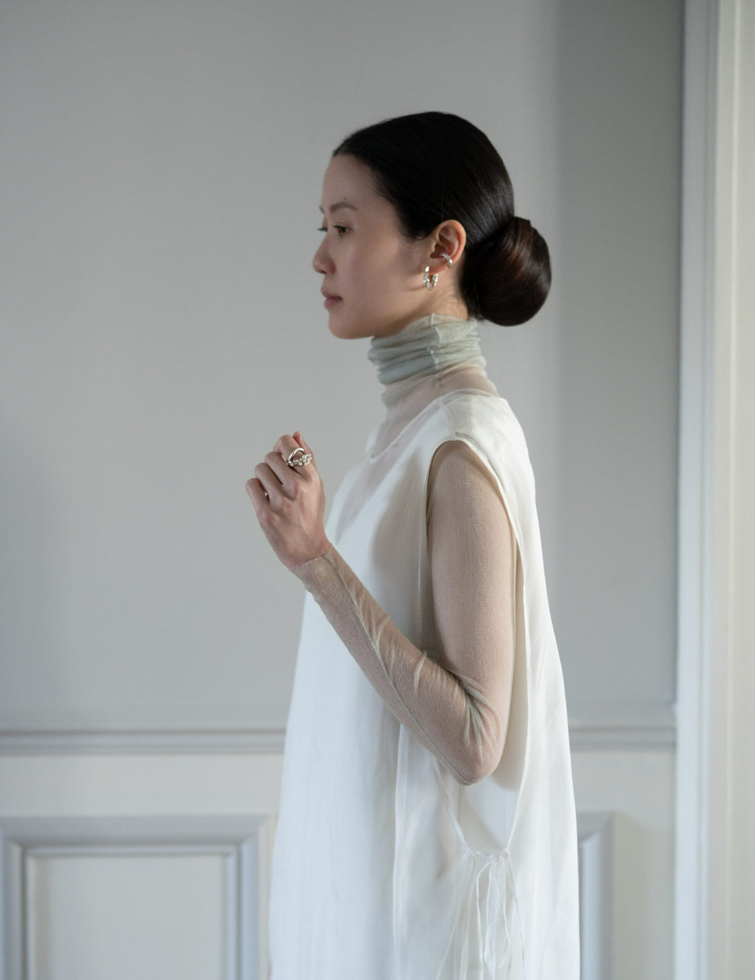 CORTANA | CISNE TULLE TOP - PLATINE - 36