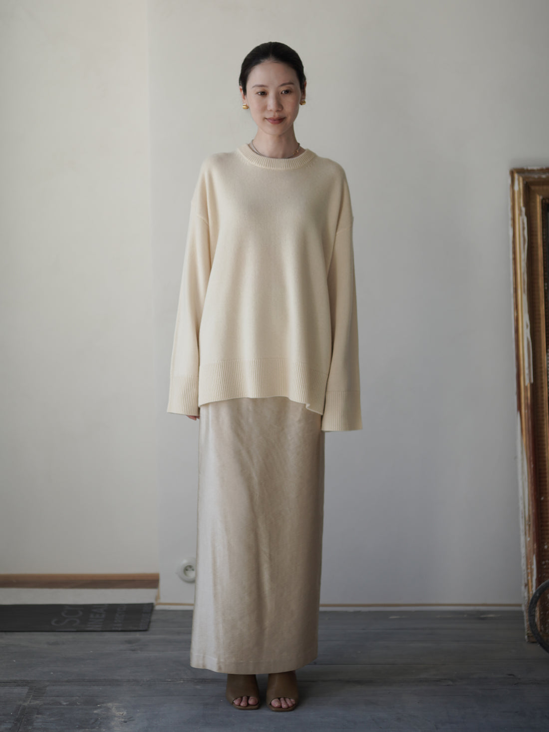 RASMO Wool Cashmere Round Knit Top・Butter