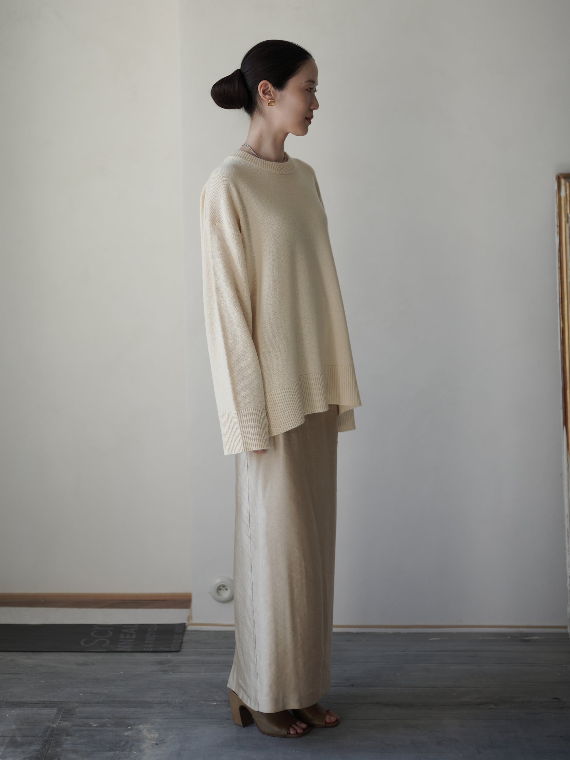 RASMO Wool Cashmere Round Knit Top・Butter