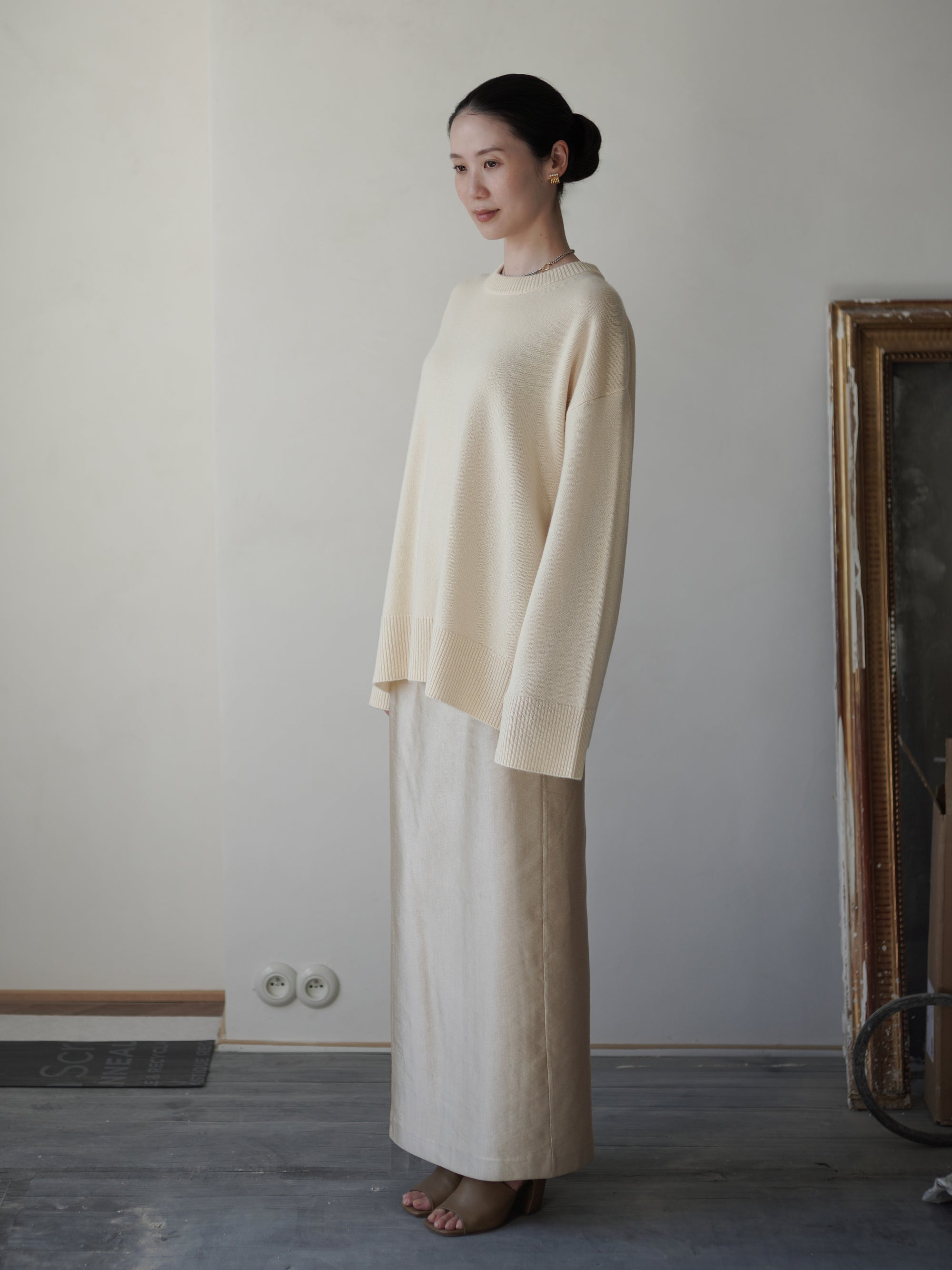 RASMO Wool Cashmere Round Knit Top・Butter