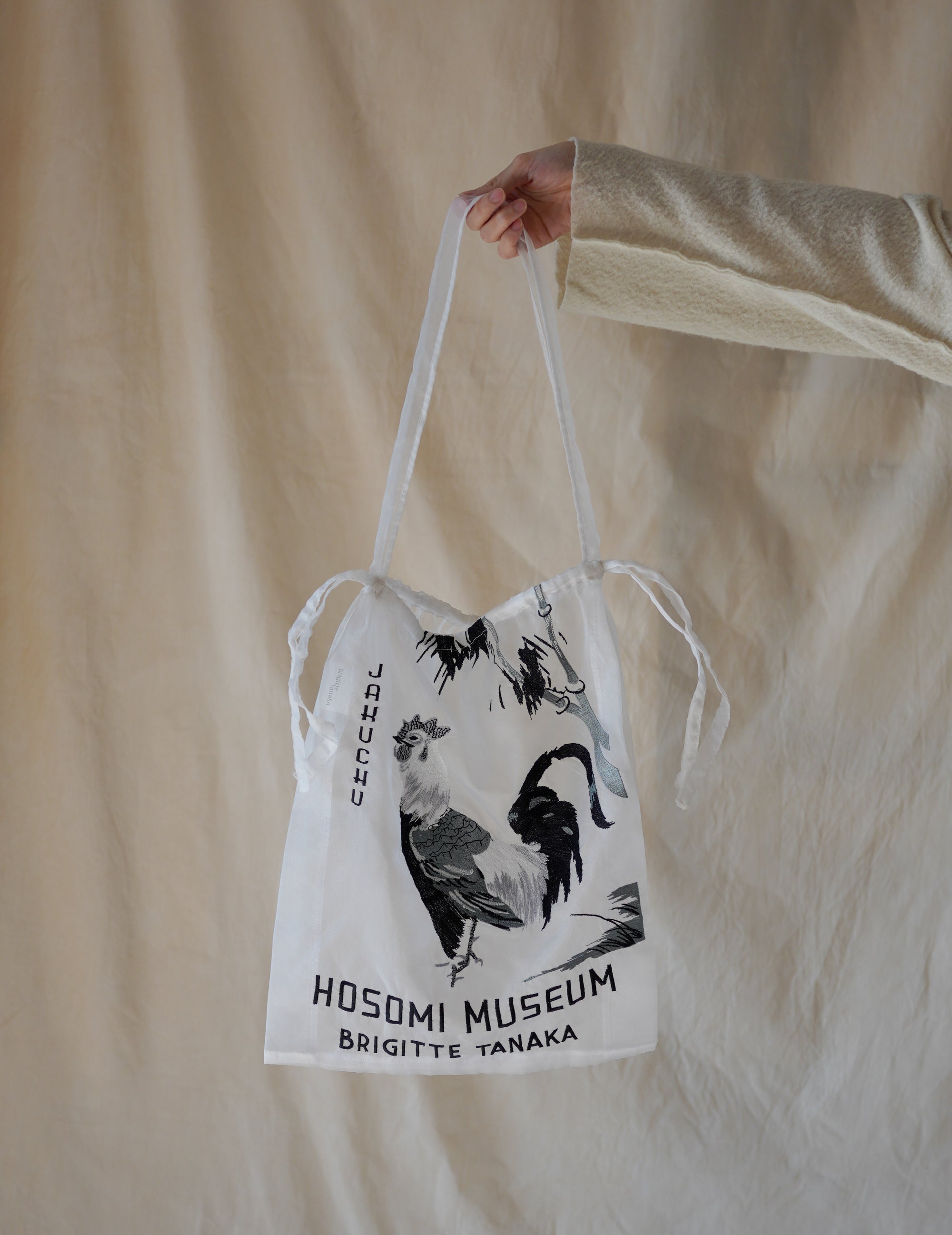 BRIGITTE TANAKA | Hosomi Museum Embroidered Transparent Organza Bag・White