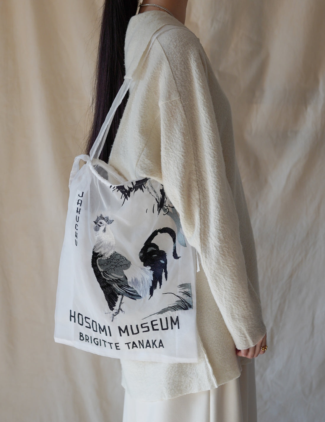 BRIGITTE TANAKA | Hosomi Museum Embroidered Transparent Organza Bag・White