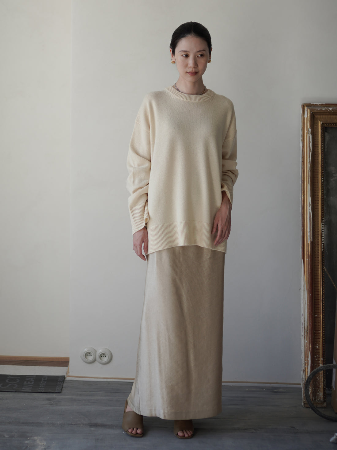 RASMO Wool Cashmere Round Knit Top・Butter