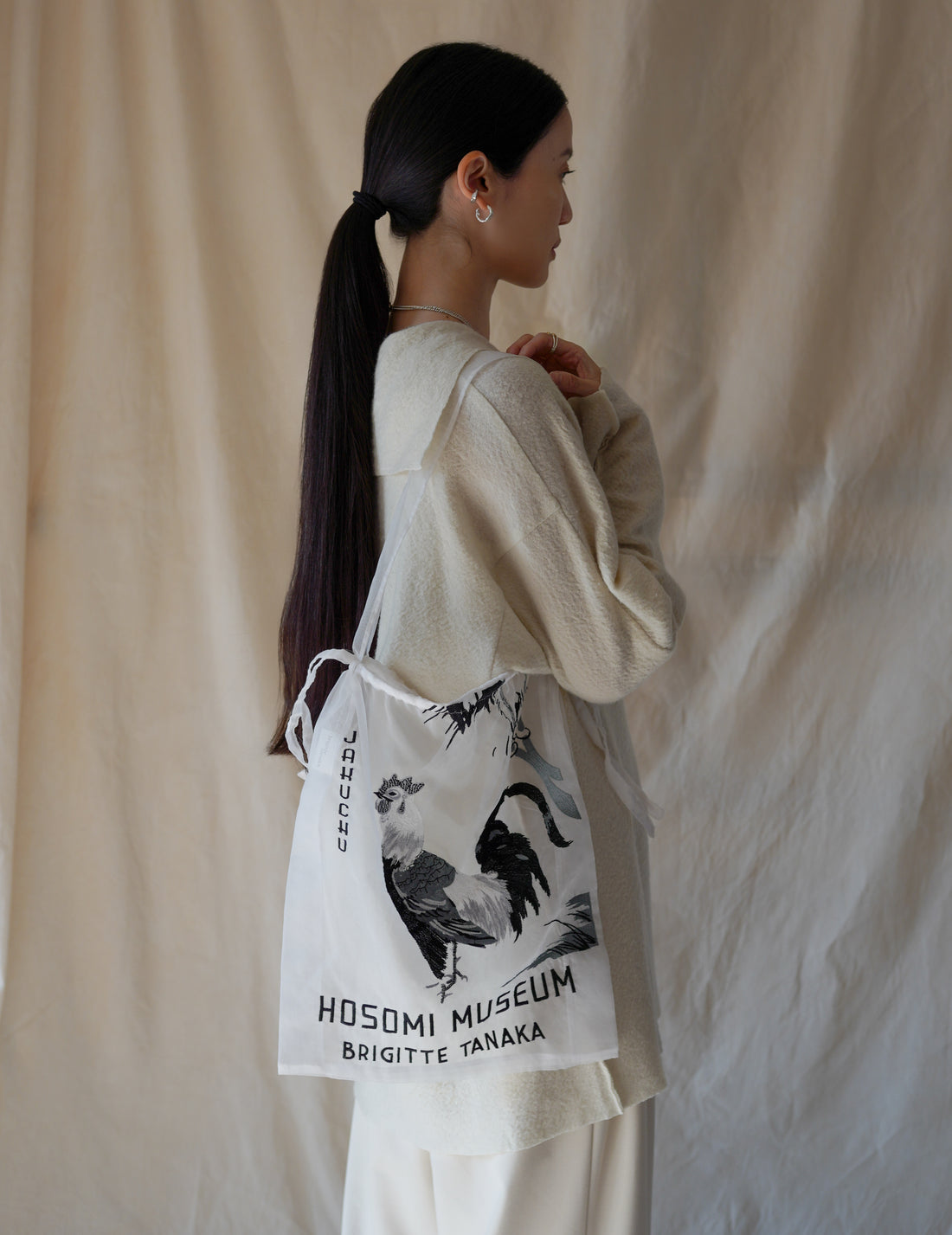 BRIGITTE TANAKA | Hosomi Museum Embroidered Transparent Organza Bag・White