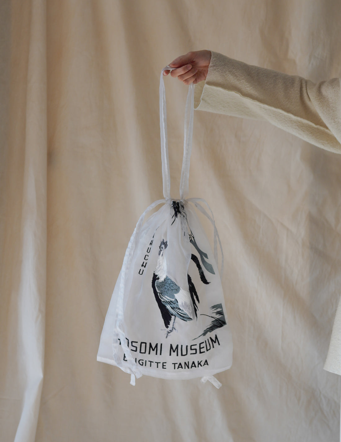 BRIGITTE TANAKA | Hosomi Museum Embroidered Transparent Organza Bag・White