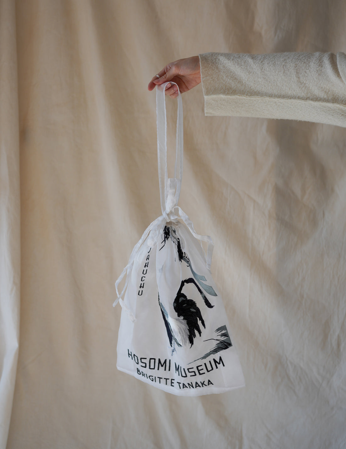 BRIGITTE TANAKA | Hosomi Museum Embroidered Transparent Organza Bag・White