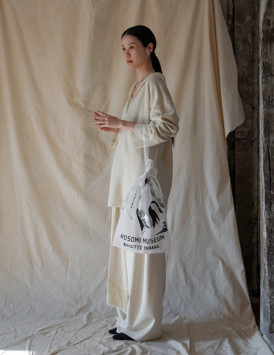 BRIGITTE TANAKA | Hosomi Museum Embroidered Transparent Organza Bag・White