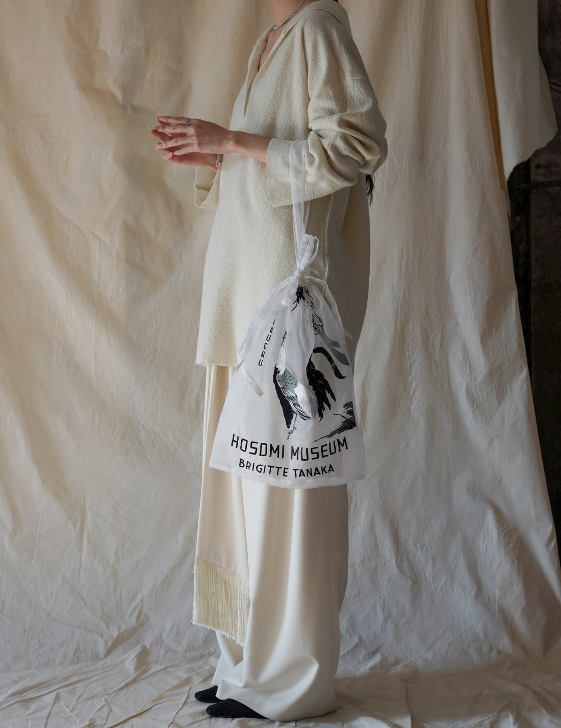 BRIGITTE TANAKA | Hosomi Museum Embroidered Transparent Organza Bag・White