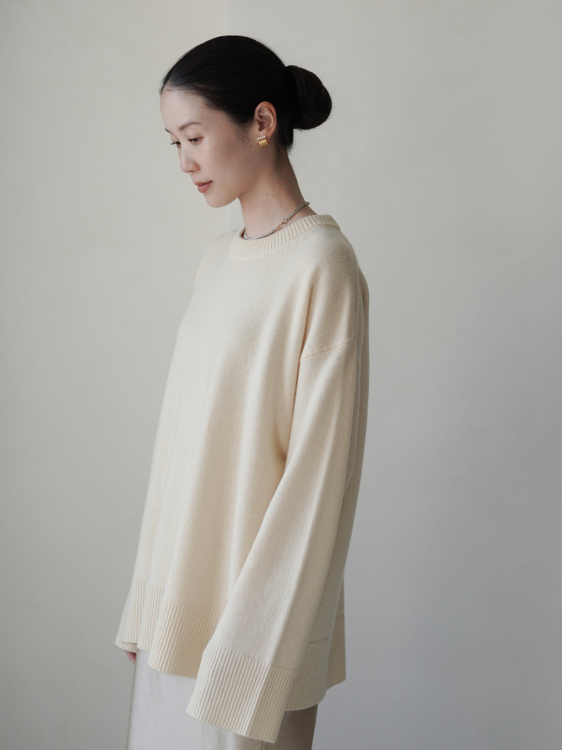 RASMO Wool Cashmere Round Knit Top・Butter