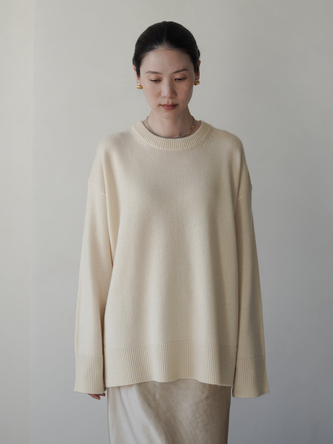 RASMO Wool Cashmere Round Knit Top・Butter