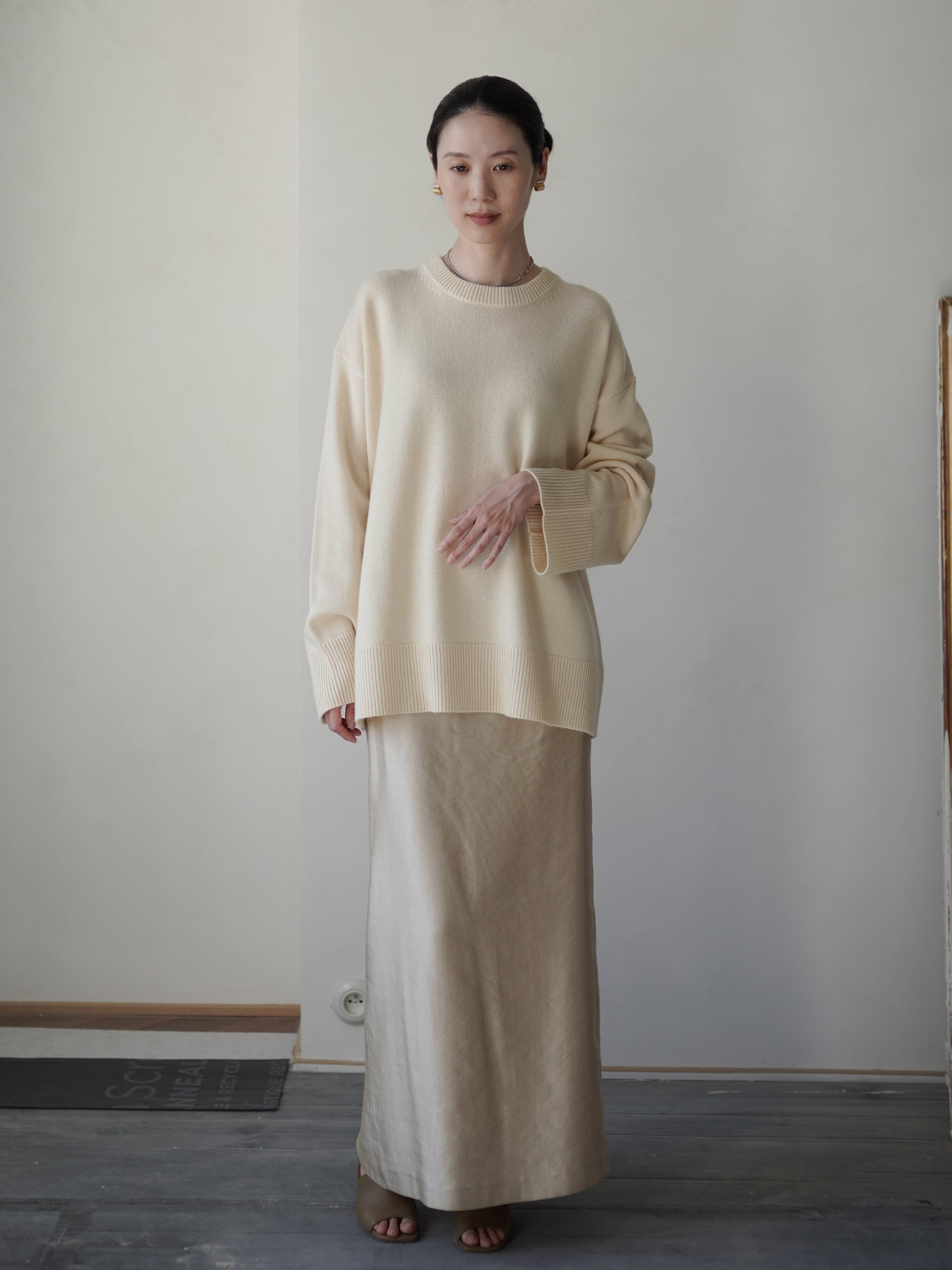 RASMO Wool Cashmere Round Knit Top・Butter