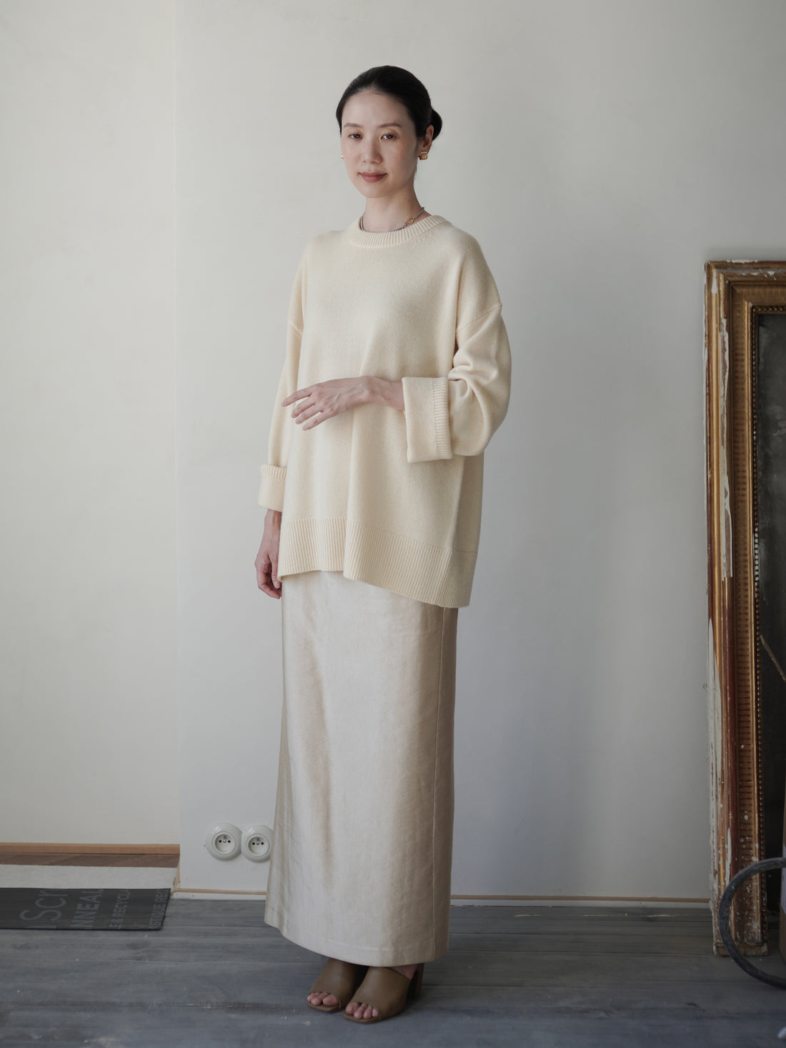 RASMO Wool Cashmere Round Knit Top・Butter