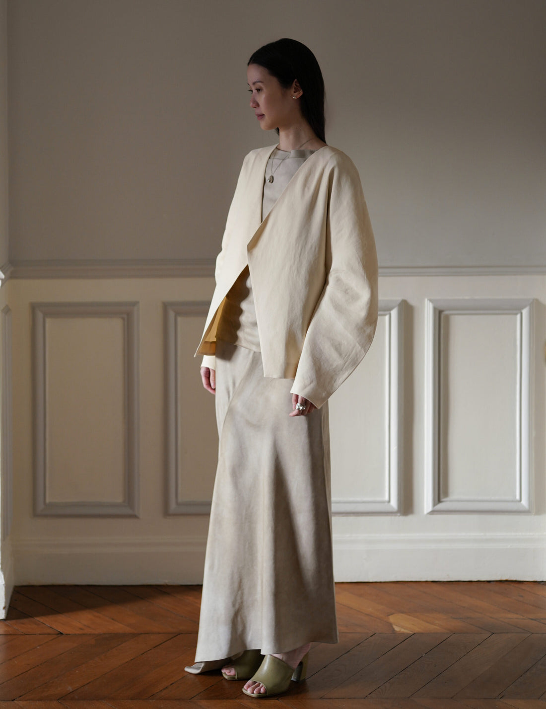 Veste asymétrique Organica ・Ivoire