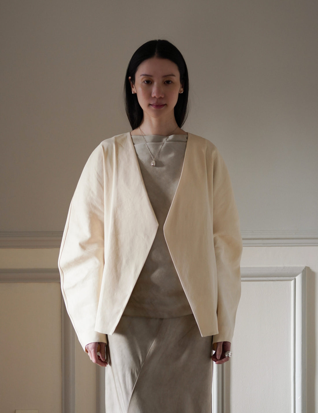 Veste asymétrique Organica ・Ivoire