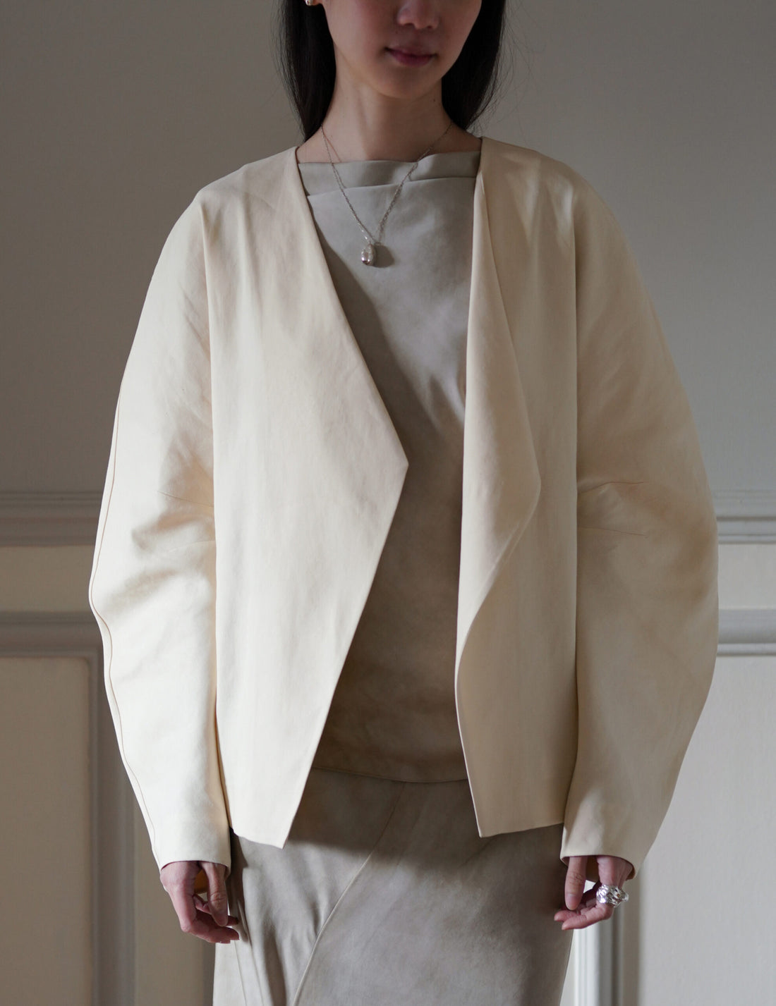 Veste asymétrique Organica ・Ivoire