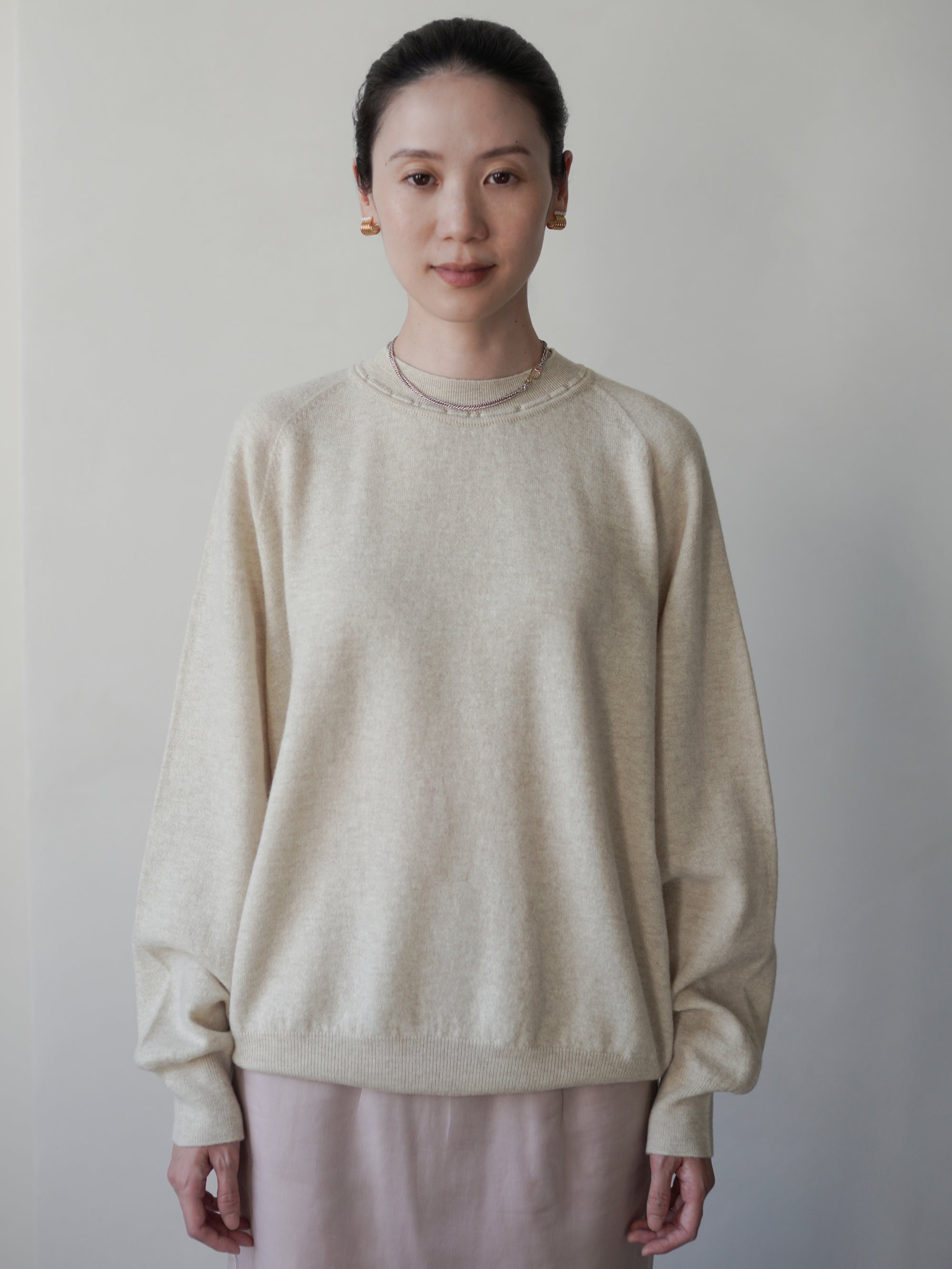 Ultra-Soft Merino Raglan Pullover・Beige