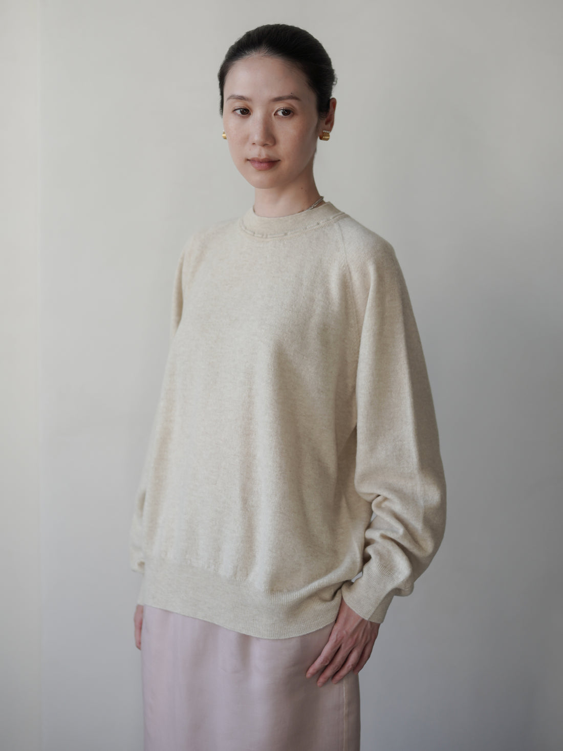 Ultra-Soft Merino Raglan Pullover・Beige