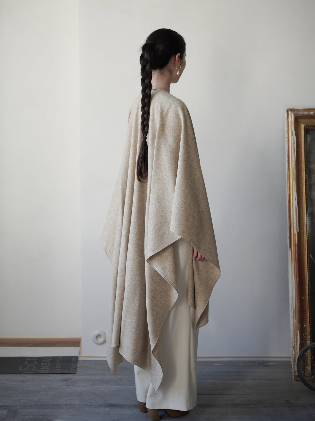 Poncho Coat・Beige Melange