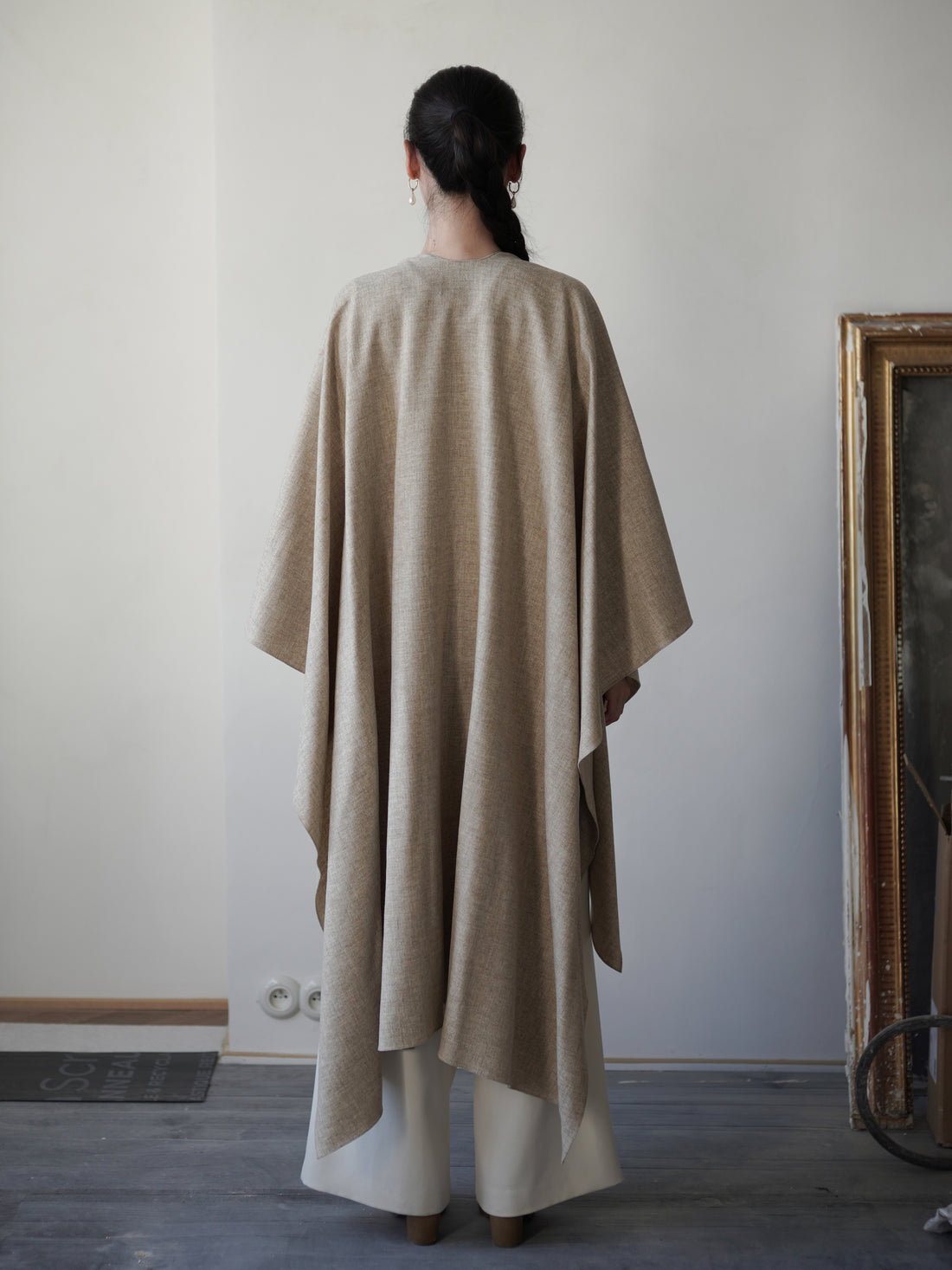 Poncho Coat・Beige Melange