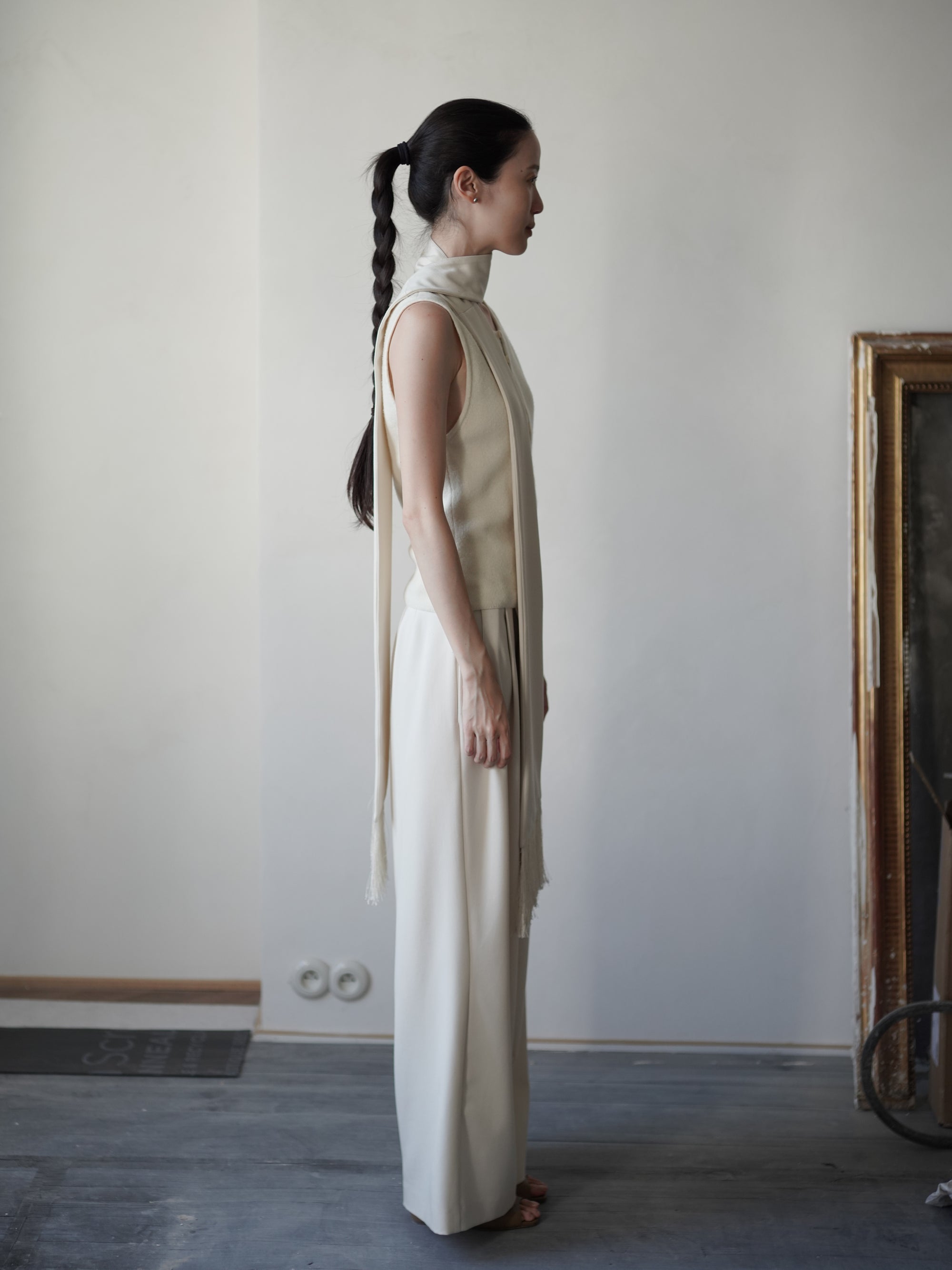Bahroma Silk Fringe Scaf/Belt・Ivory