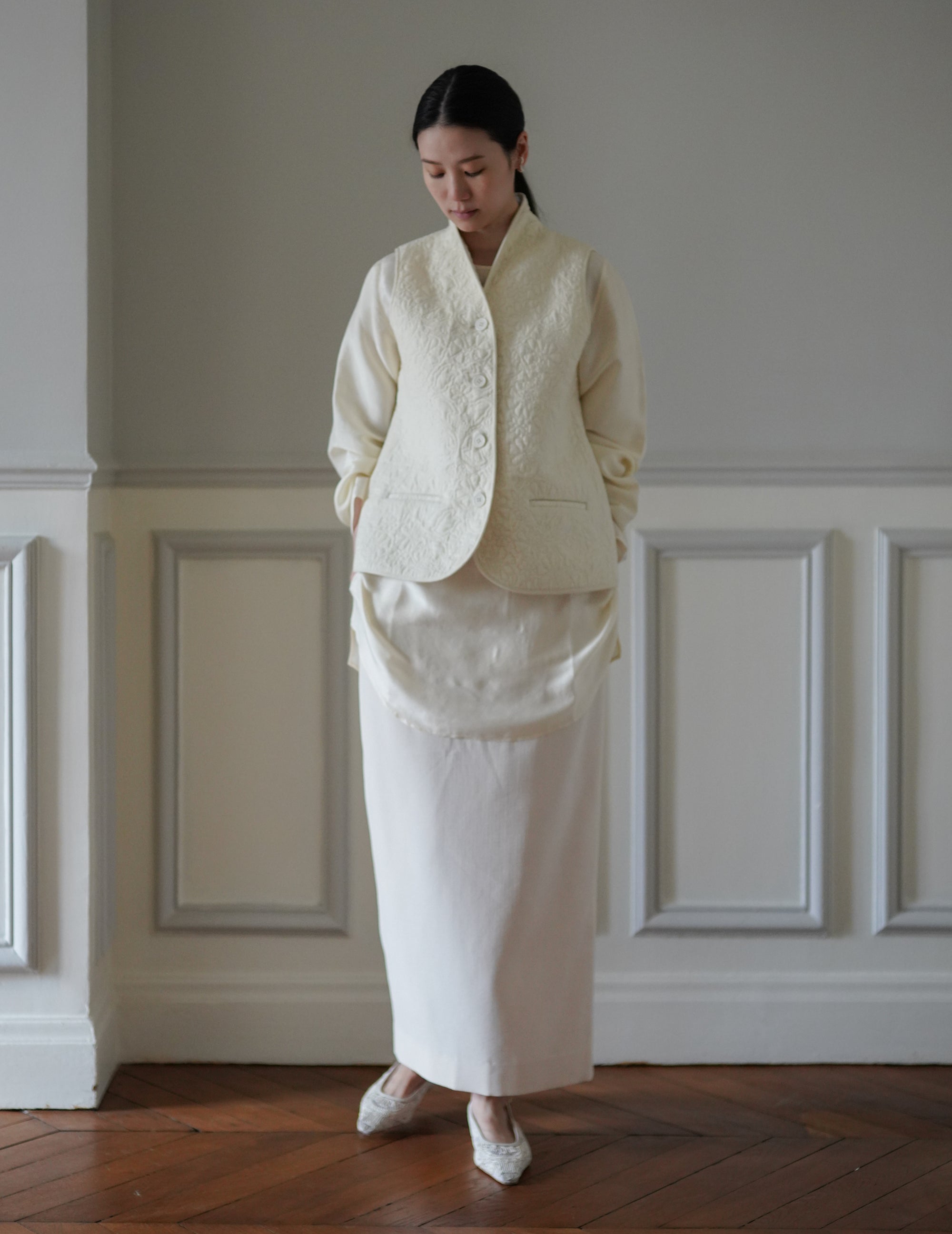 ORLANDO Quilted Waistcoat・Quilted Ivory