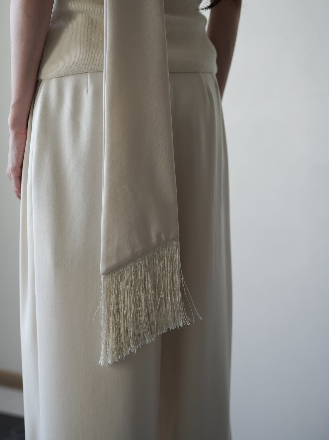 Bahroma Silk Fringe Scaf/Belt・Ivory