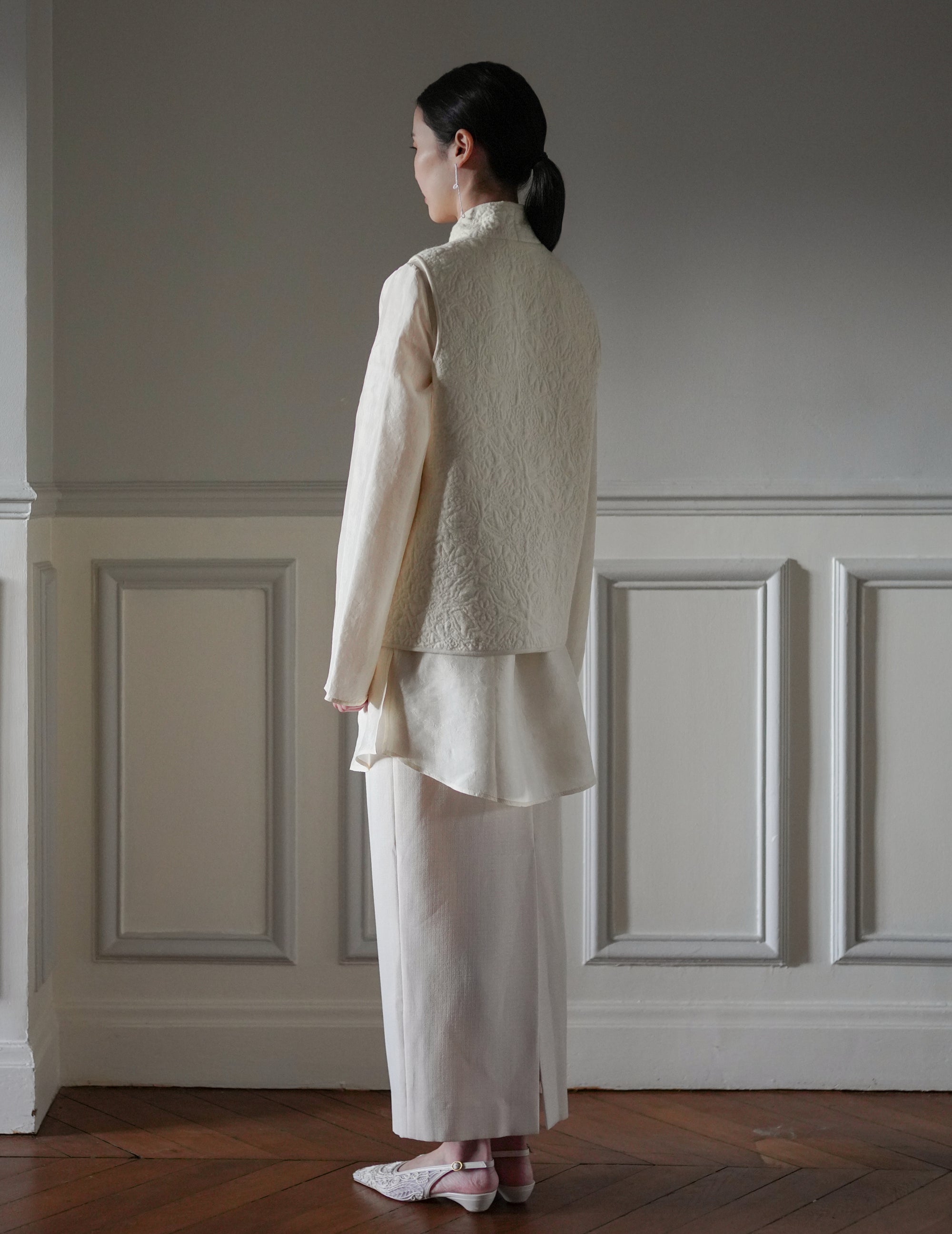 ORLANDO Quilted Waistcoat・Quilted Ivory