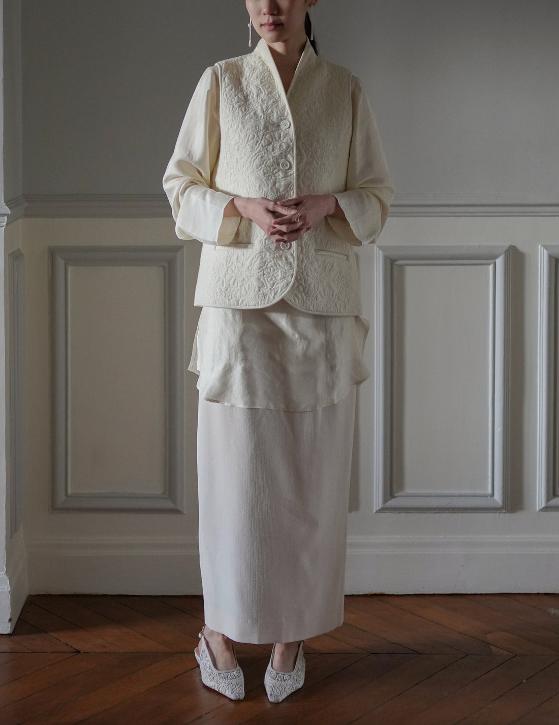 Rubia & Neel | ORLANDO Quilted Waistcoat・Quilted Ivory