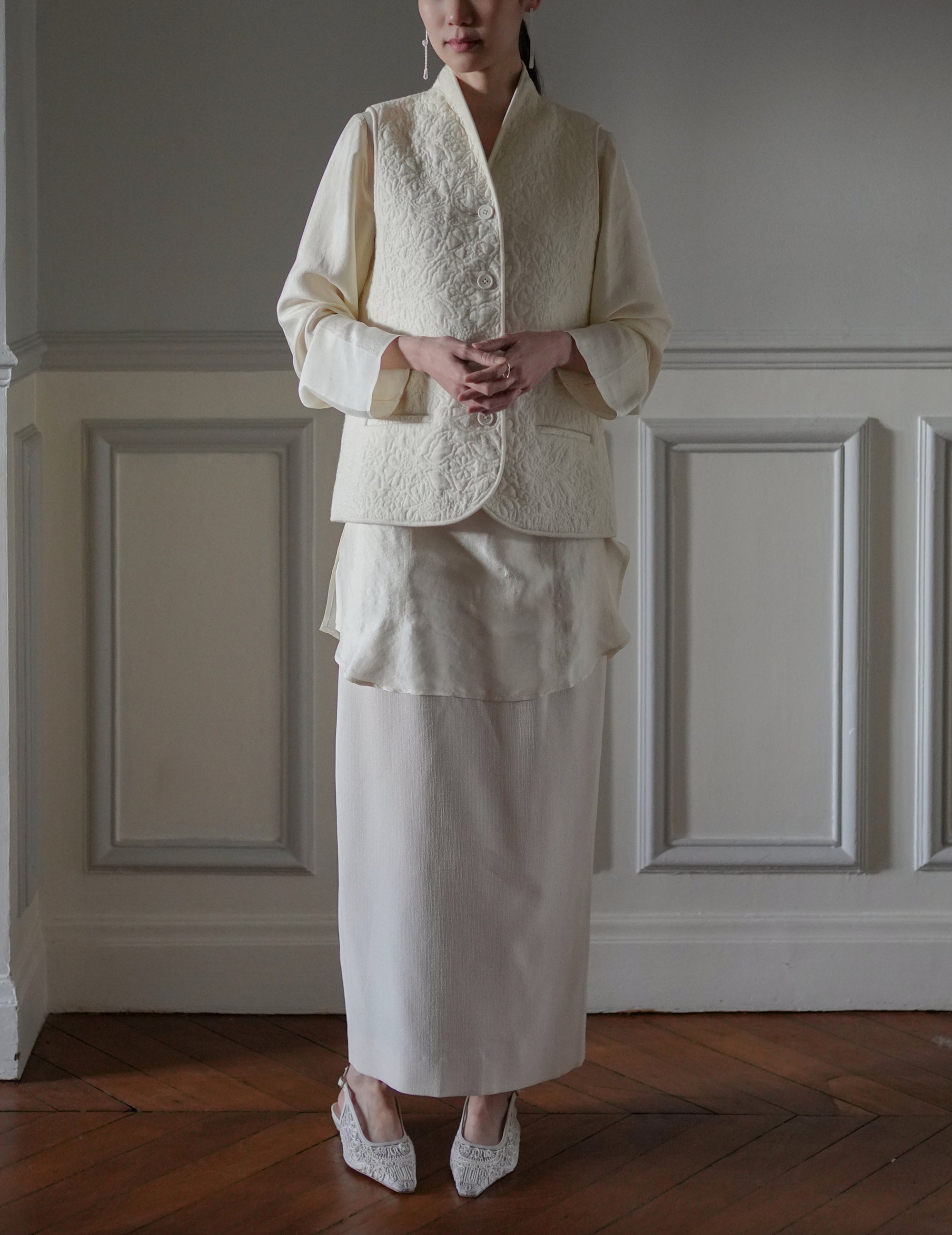 ORLANDO Quilted Waistcoat・Quilted Ivory