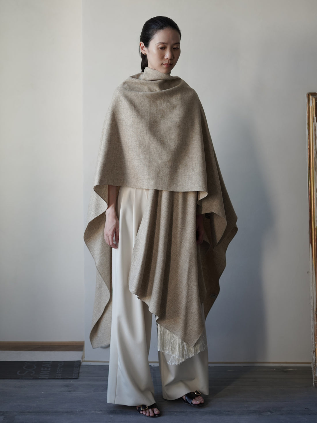 Poncho Coat・Beige Melange
