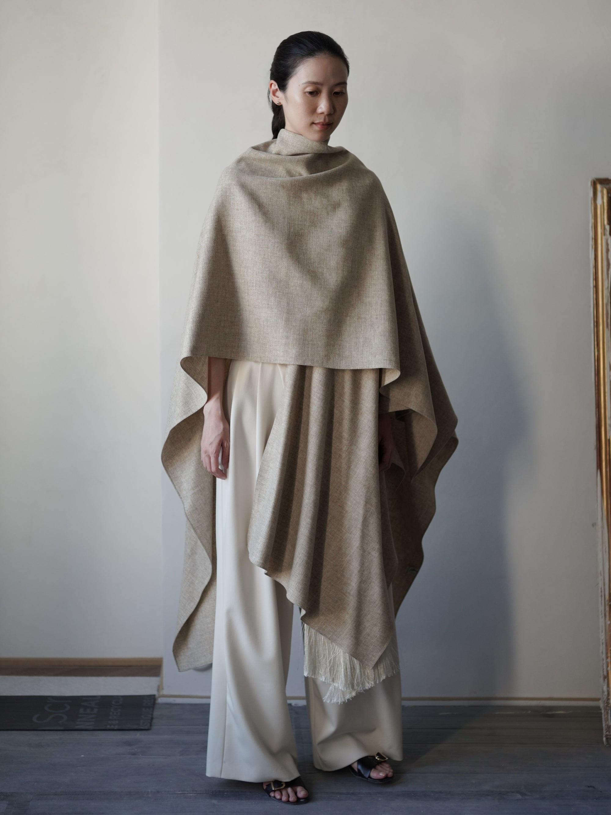 Poncho Coat・Beige Melange