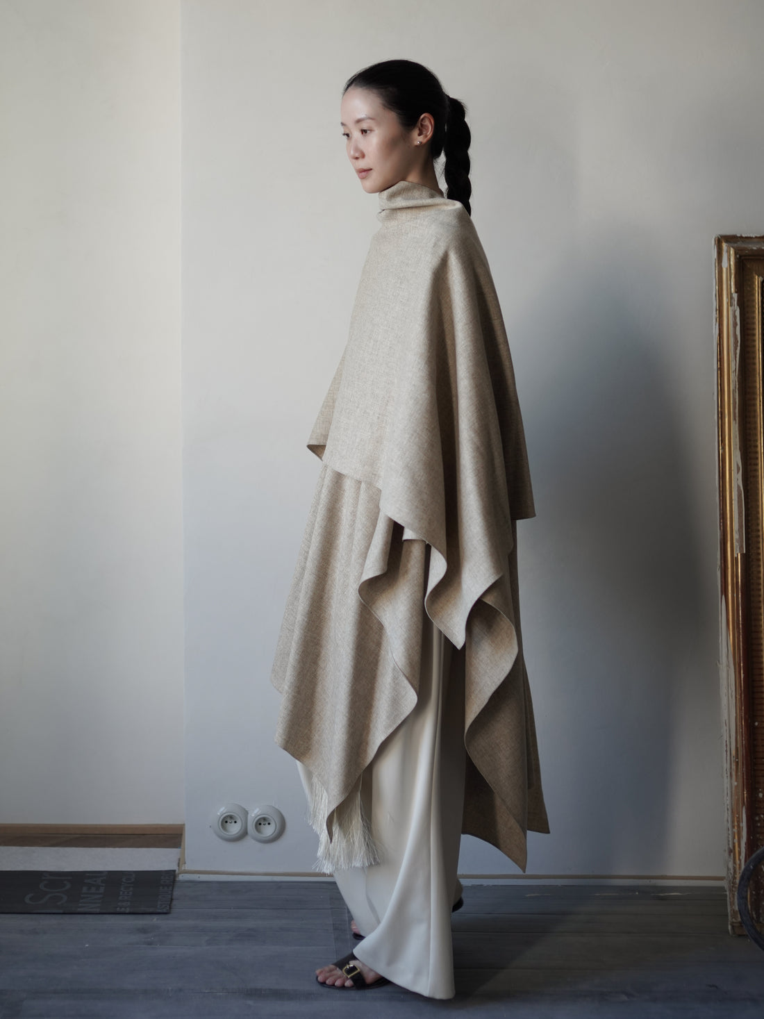 Poncho Coat・Beige Melange